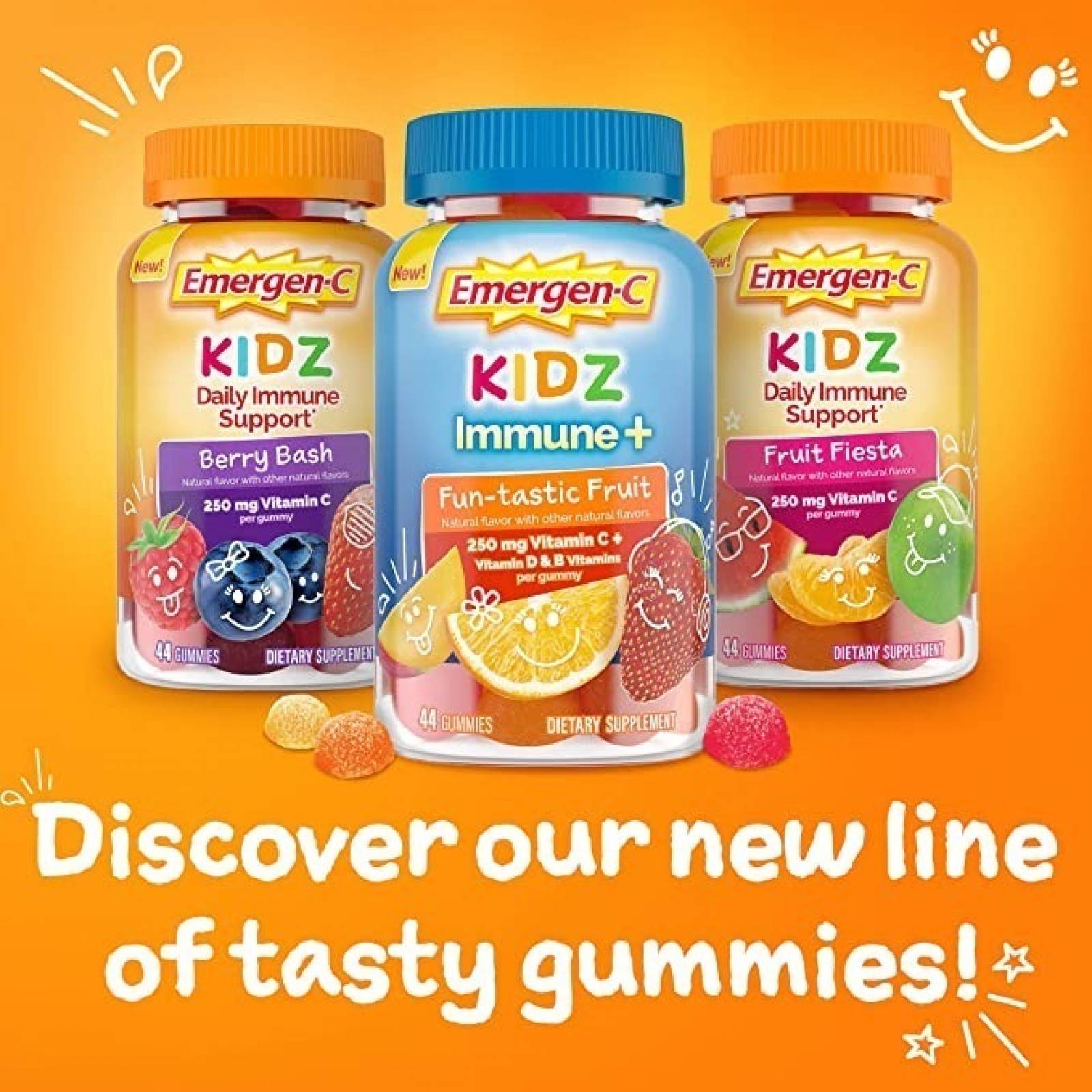Gomitas Apoyo Inmunitario Emergen c Kidz Berry Bash 44 Pzas