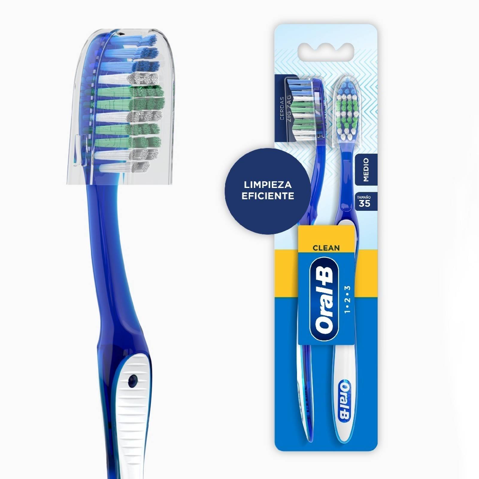 Cepillo De Dientes Oral B 1 2 3 Clean Medio 2 Piezas