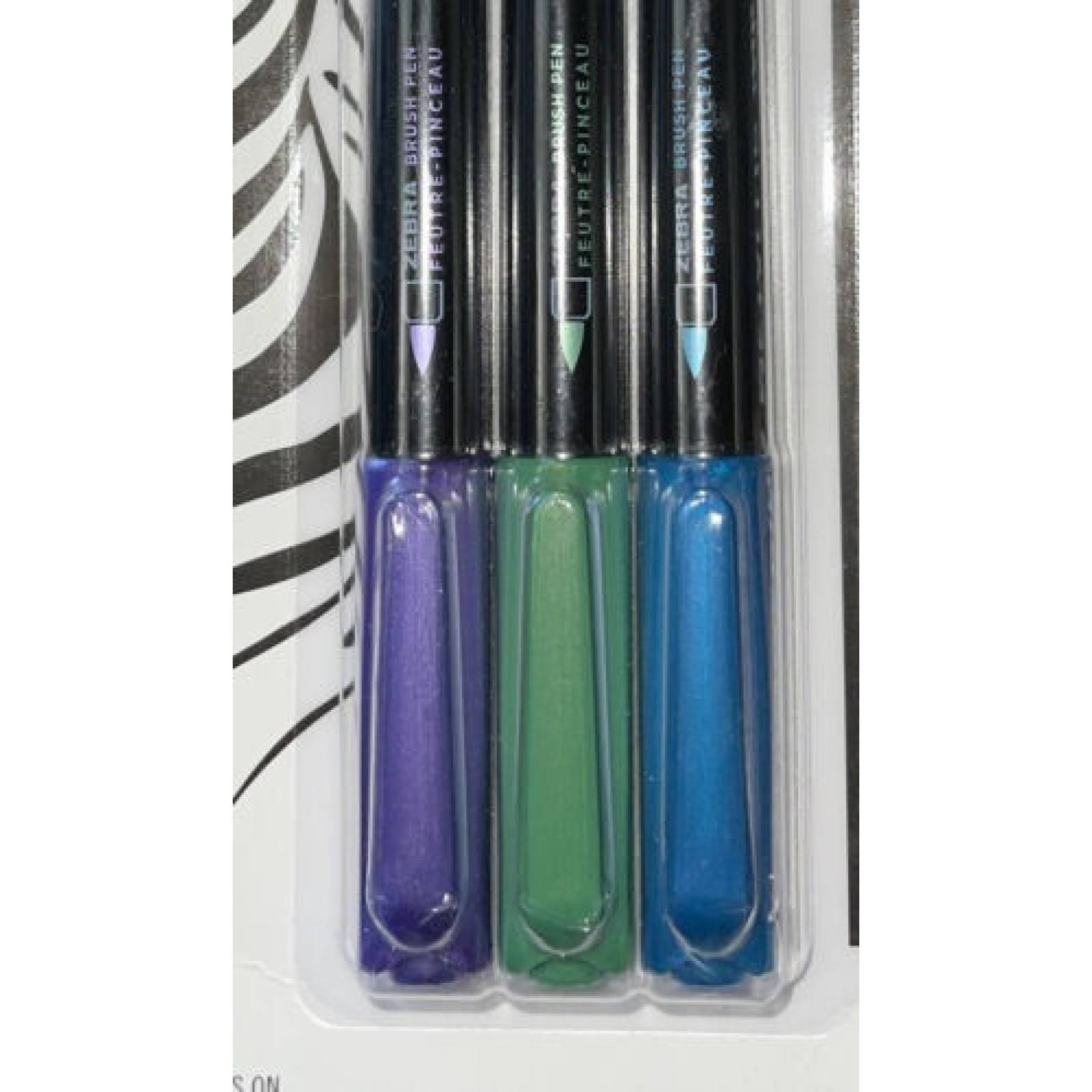 Pluma Pincel Zebra Metallic Brush Pen 3 Piezas