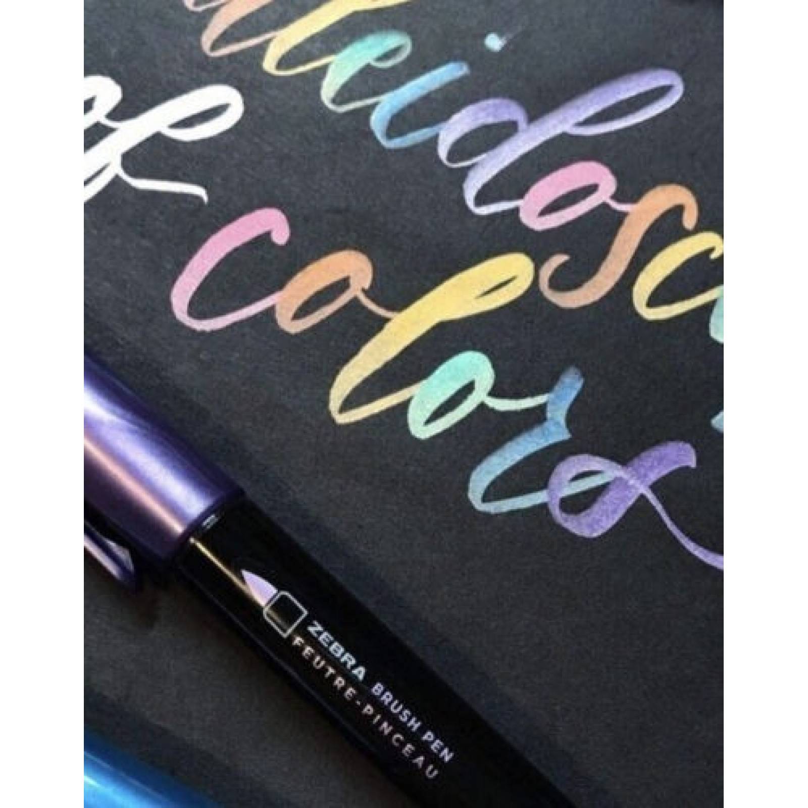 Pluma Pincel Zebra Metallic Brush Pen 3 Piezas