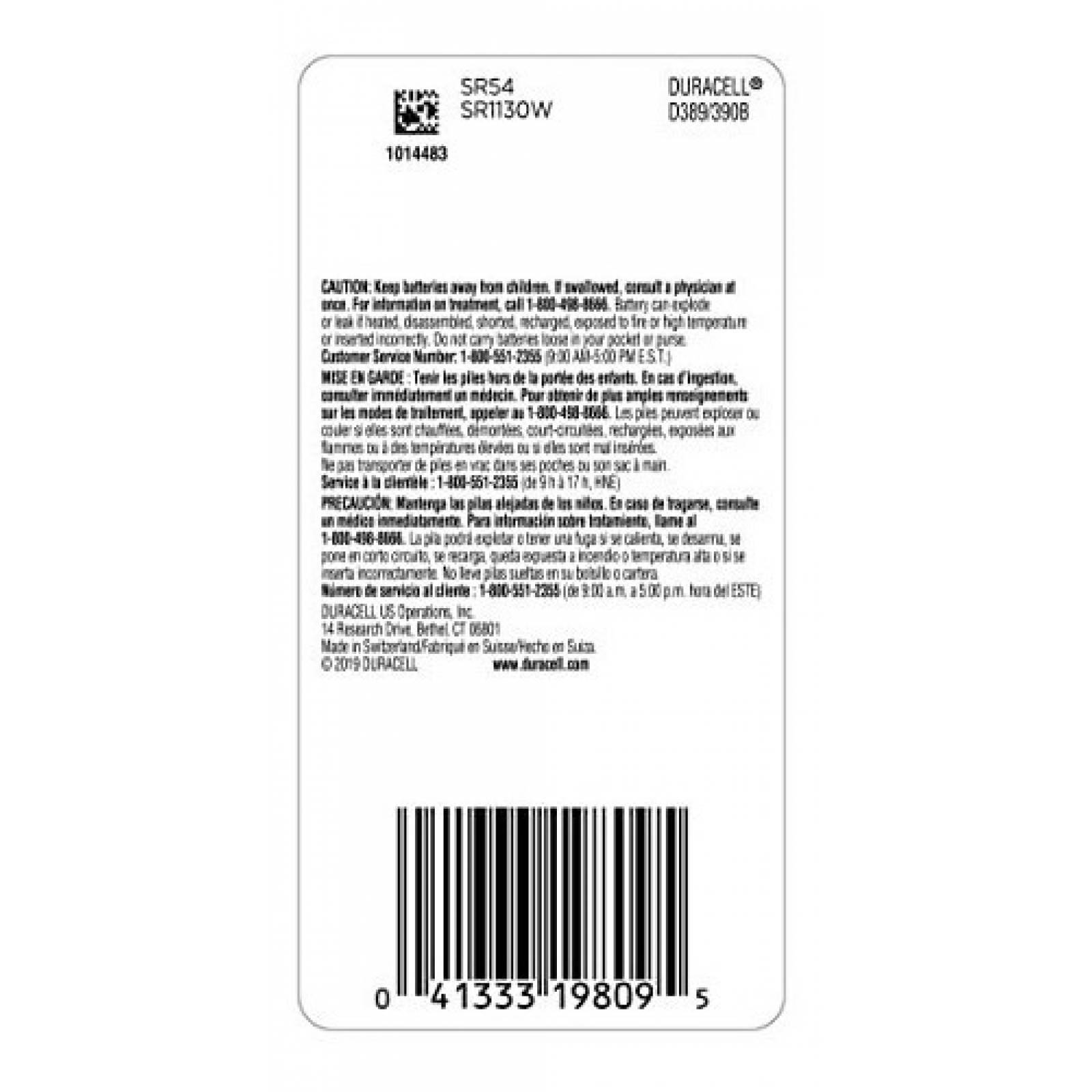 Pila Duracell 389 390 15v 1 Pieza