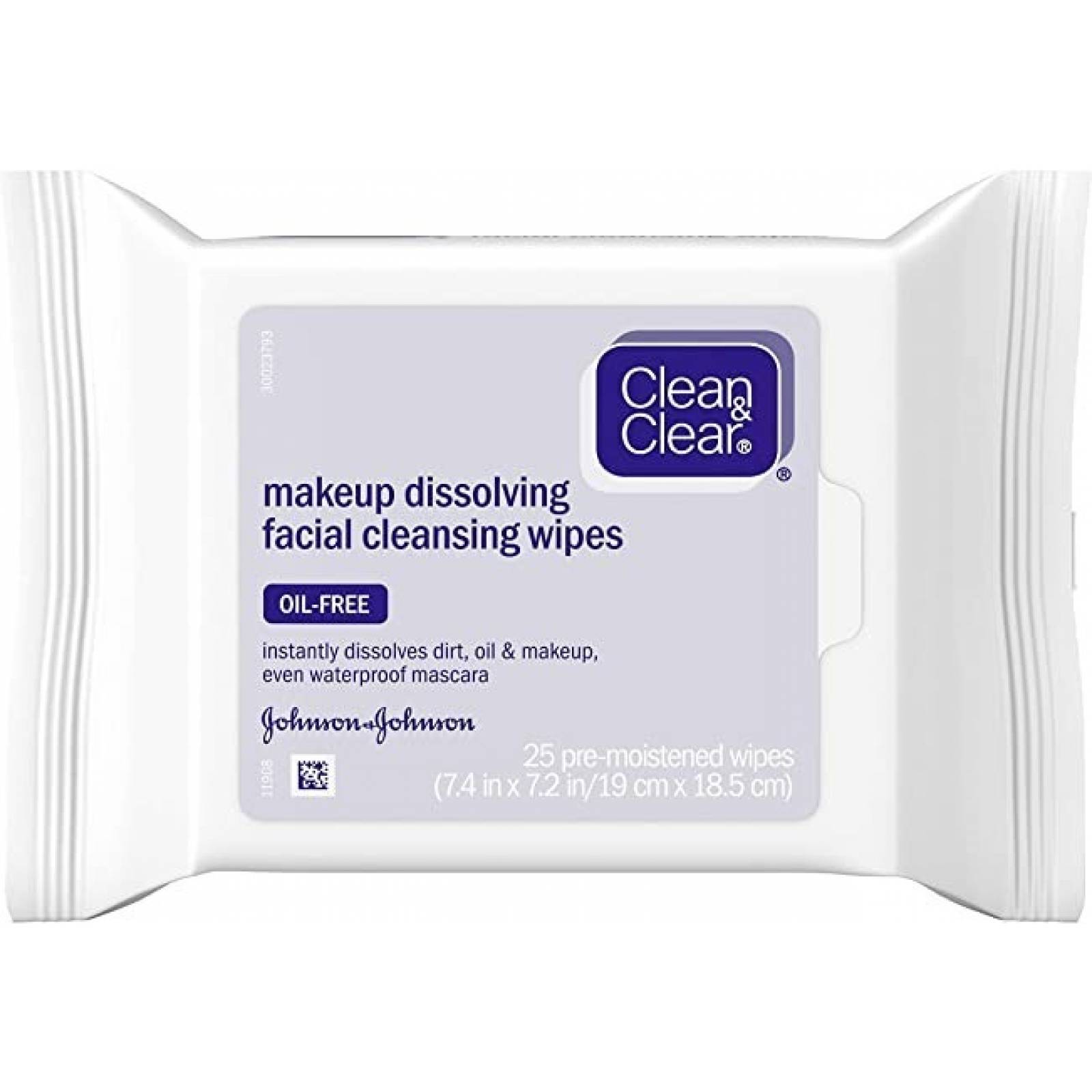Toallitas Desmaquillantes Clean & Clear Oil Free 25 Piezas