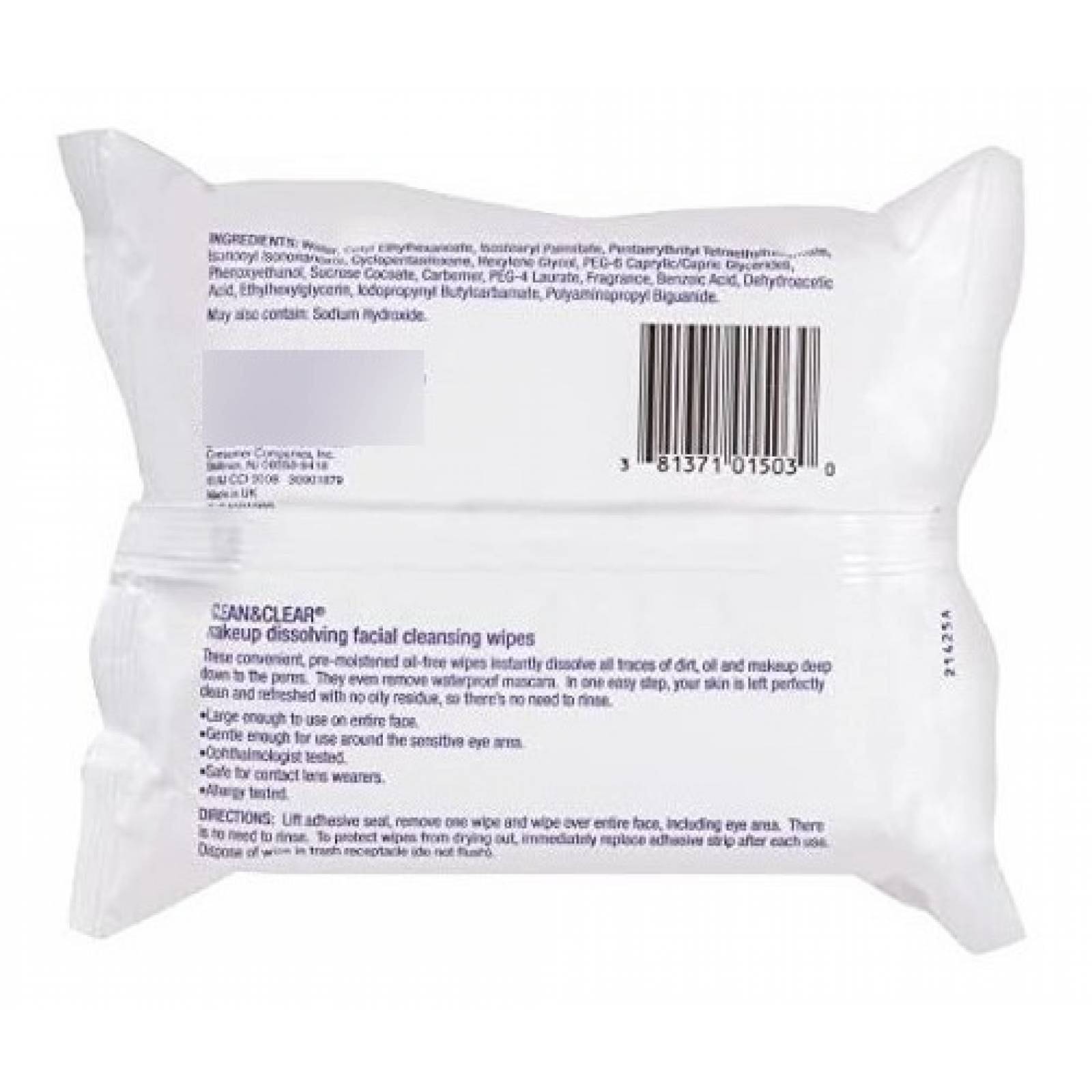 Toallitas Desmaquillantes Clean & Clear Oil Free 25 Piezas