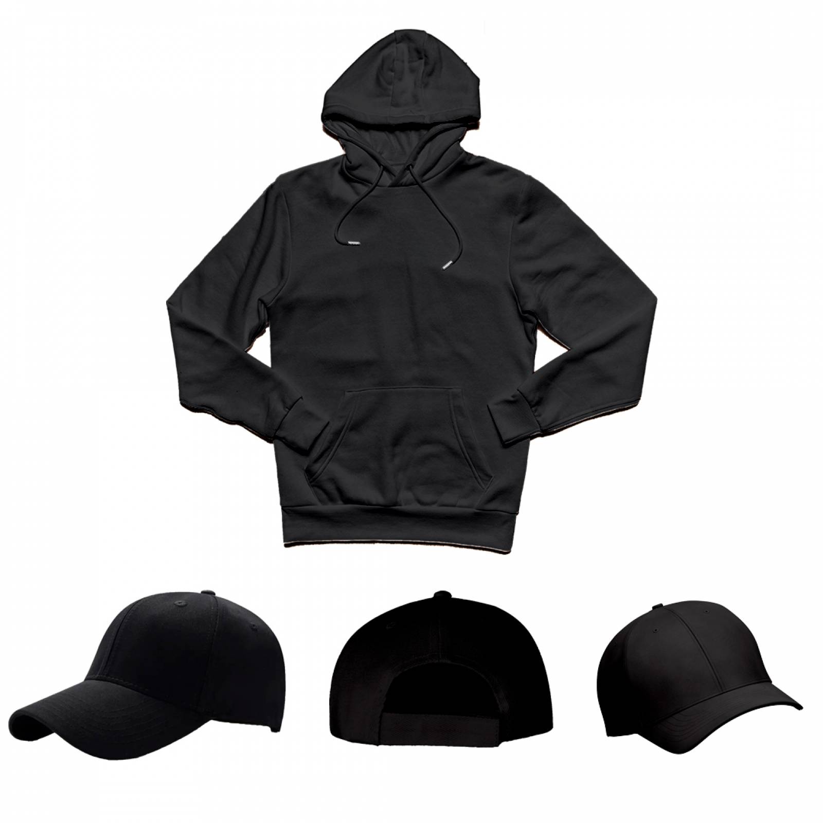 Sudadera Hoodie Negra y Gorra Negra Flexible Lisa M5