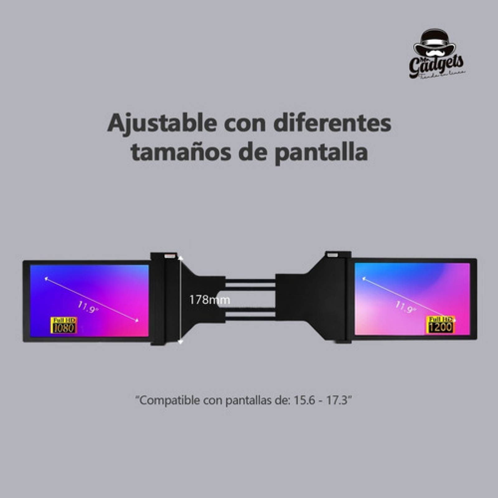 2 Pantallas Para Laptop Portátil Doble Monitor 11,9'' 1080 .