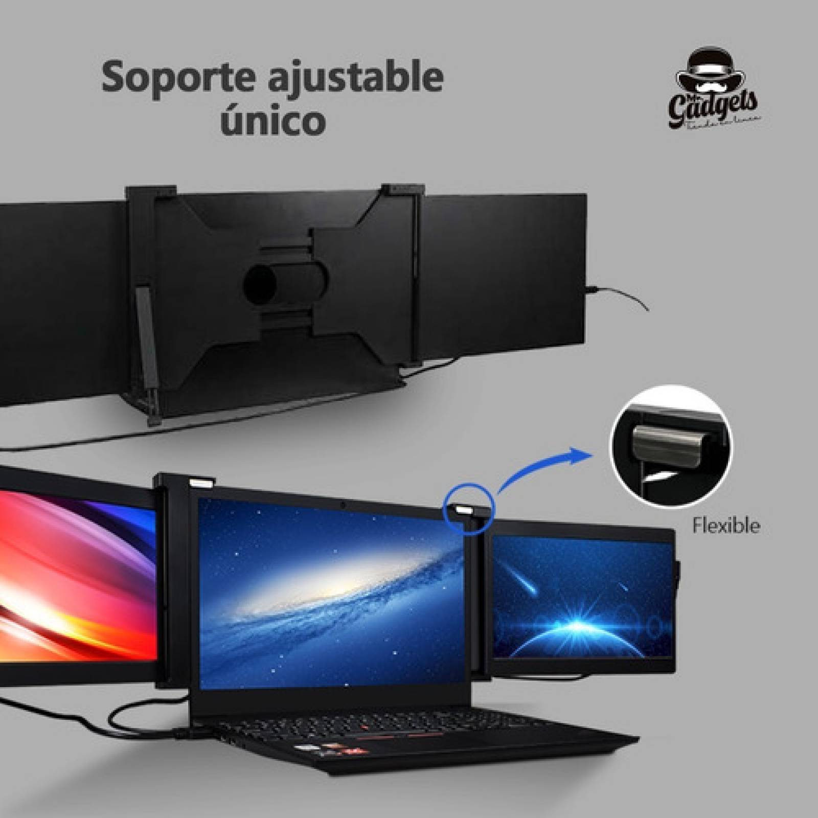 2 Pantallas Para Laptop Portátil Doble Monitor 11,9'' 1080 .