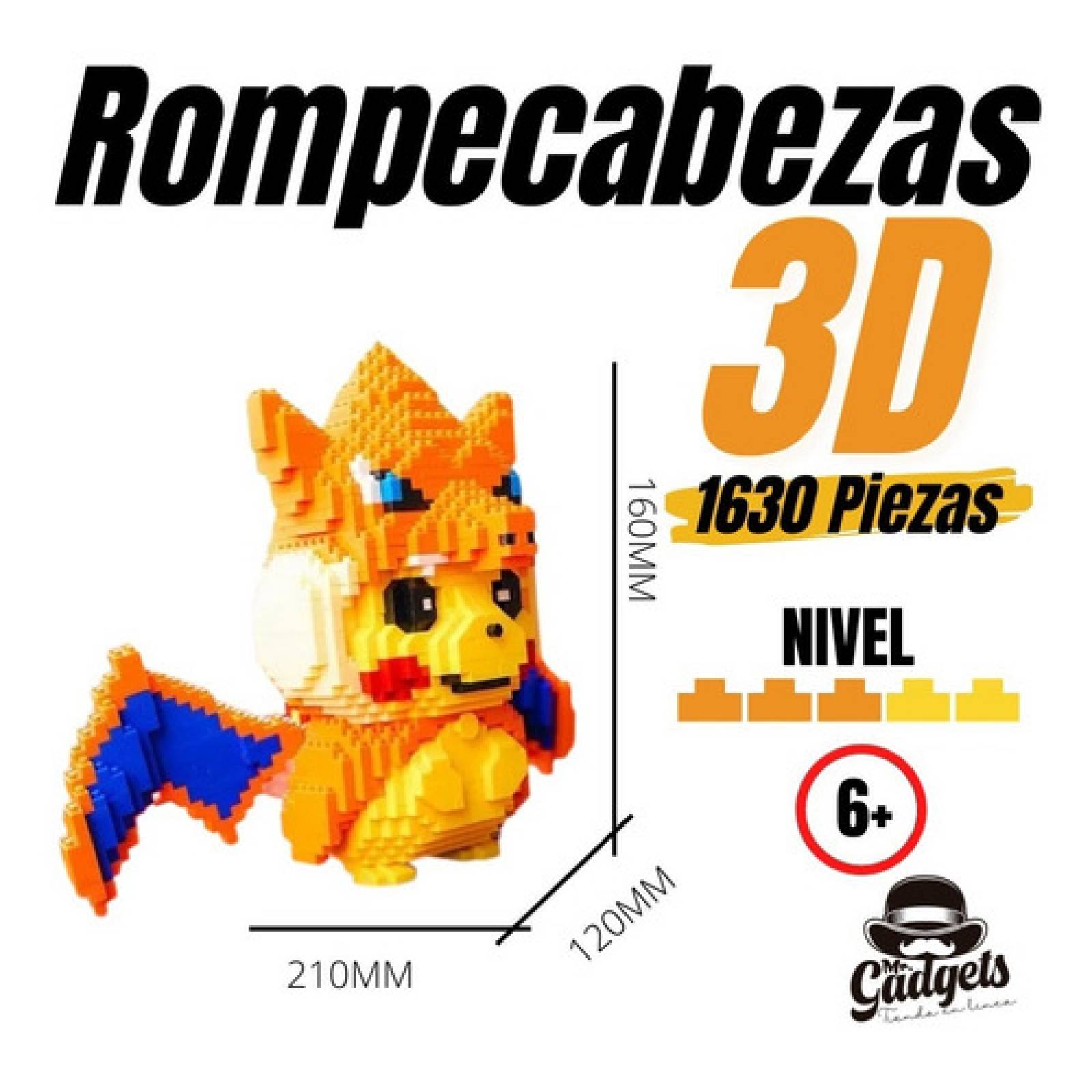 Rompecabezas 3d Pikachu Charizard Mini Bloques Armables.