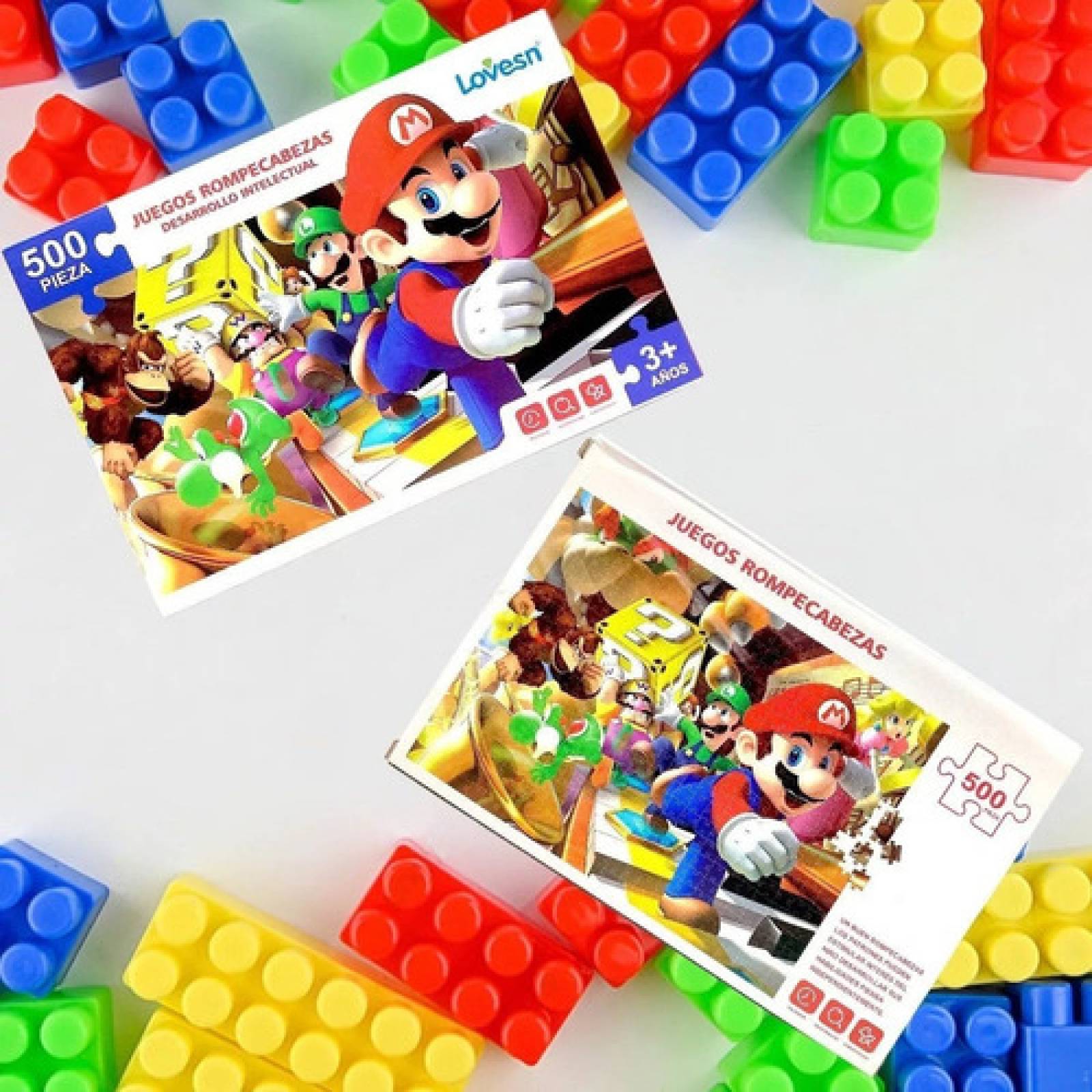Rompecabezas Super Mario y Donkey Kong, Rompecabezas, Mini Blocks Armables 500 pzs, Figura de Mario, Juguetes de Mario para Niños, Juguete de Construcción, Juguetes Didácticos..