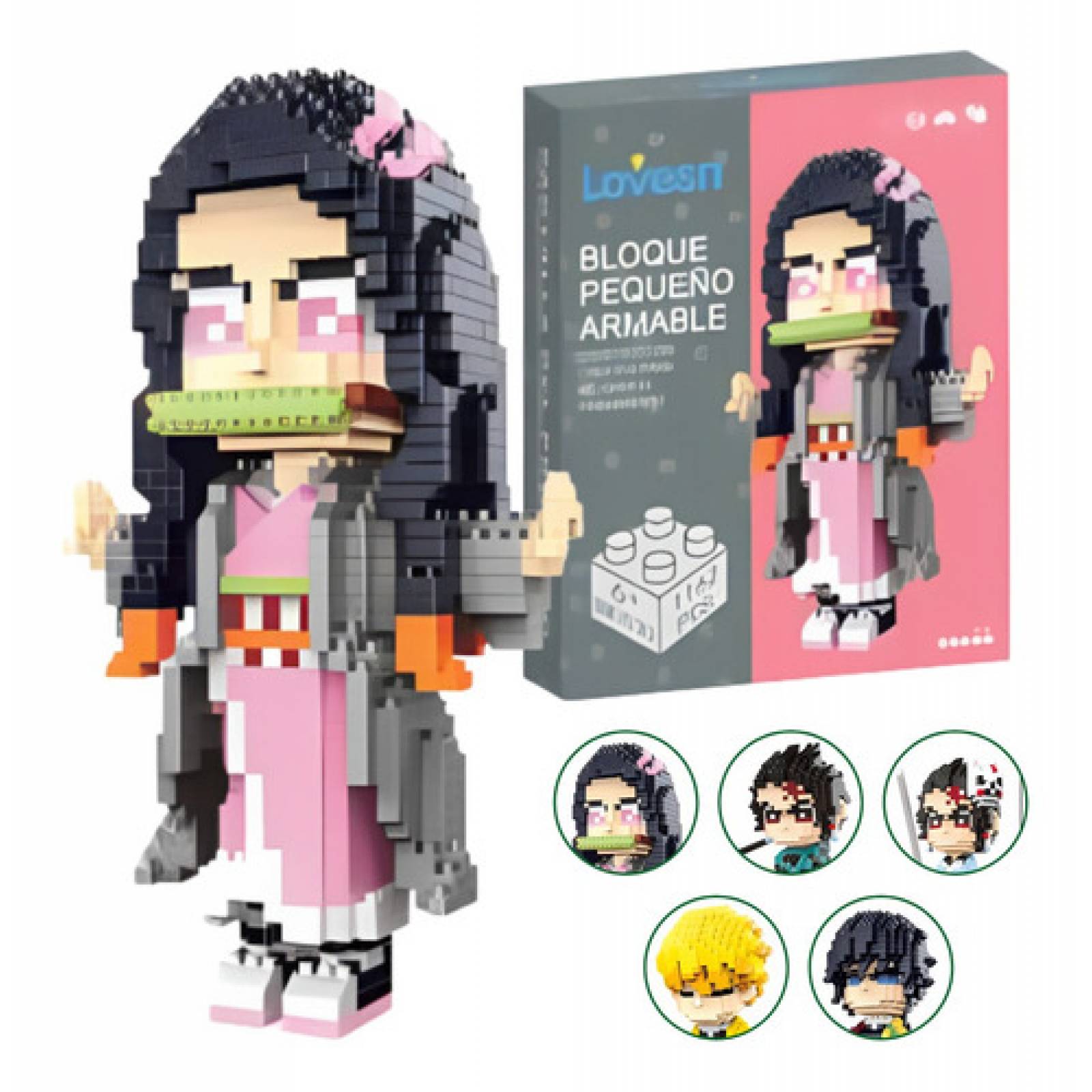 Figura Demon Slayer Kimetsu No Yaiba Figura De Bloques Armables 3d Cosplay  Mini Building para niños