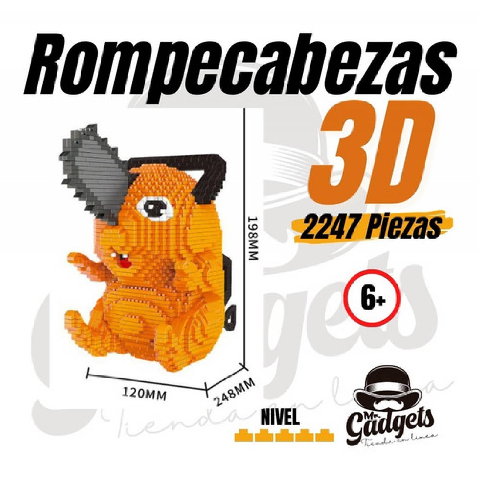Bloques Armables de Pochita Chainsaw Man, Bloques de Construcción de Motosierra, Figura Coleccionable Pochita Bloques de Construcción 3D, Rompecabezas de Pochita, Regalo Perfecto