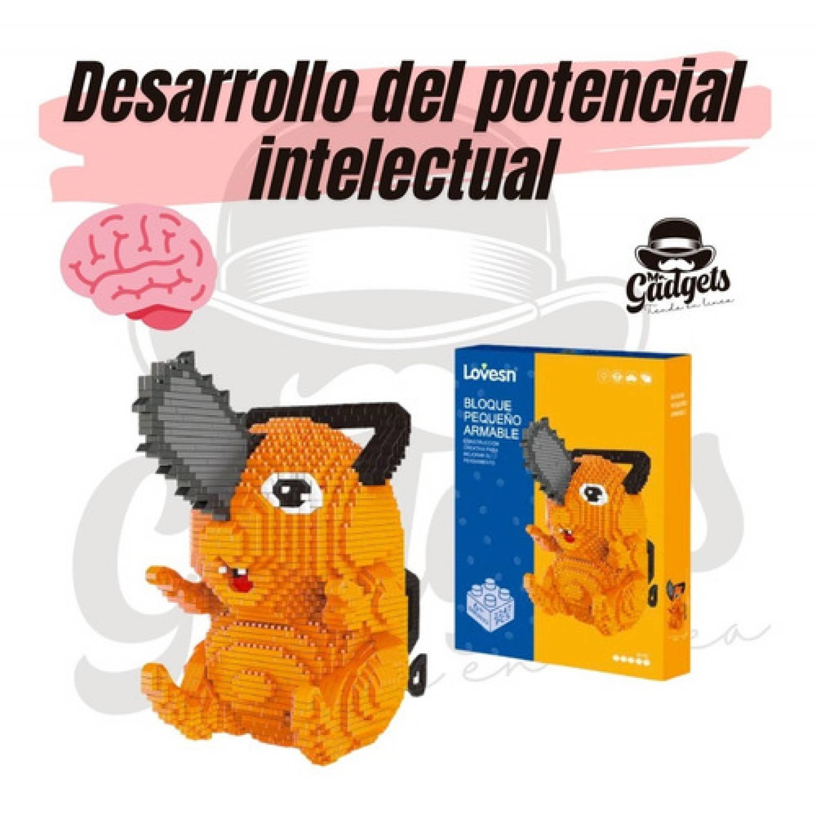 Bloques Armables de Pochita Chainsaw Man, Bloques de Construcción de Motosierra, Figura Coleccionable Pochita Bloques de Construcción 3D, Rompecabezas de Pochita, Regalo Perfecto