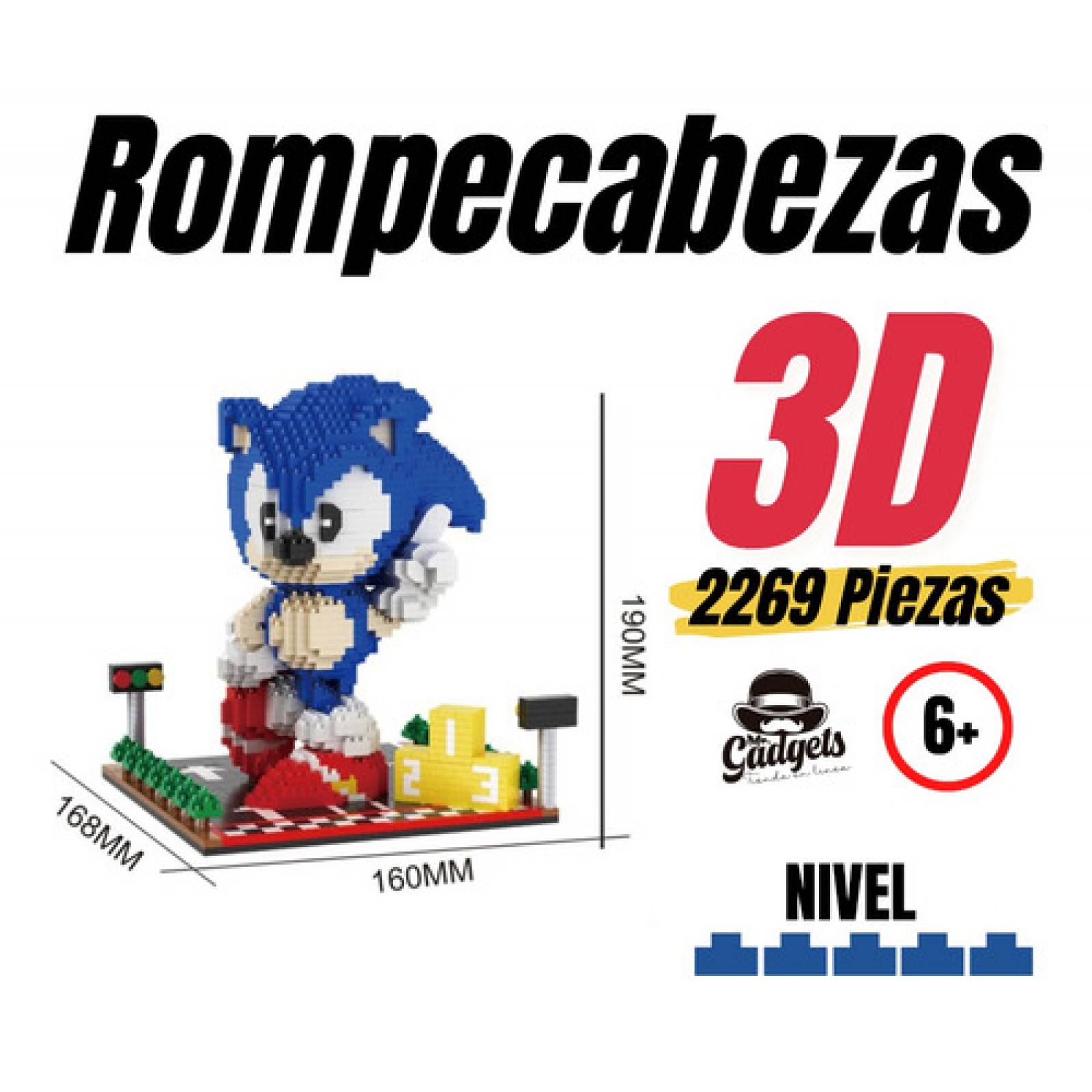 Figura Armable de Sonic The Hedgehog, Mini Bloques Armables, Super Set Armable 3D con 2269 Piezas, Juguete de Construcción para Niños, Figuras Coleccionables, Ideal para Regalo.