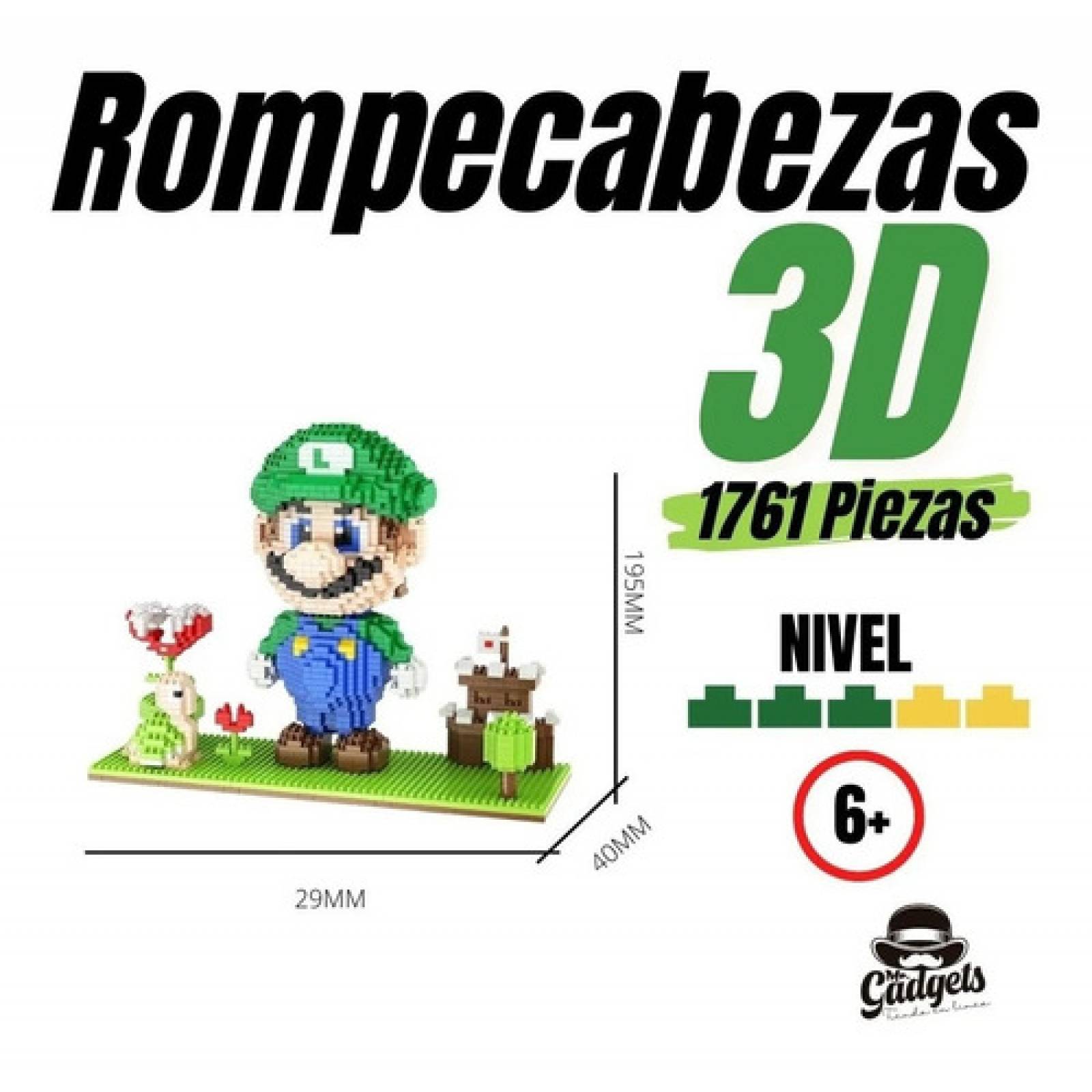 Set De Construcción 3d Luigi Deorama Mario Mini Block Regalo