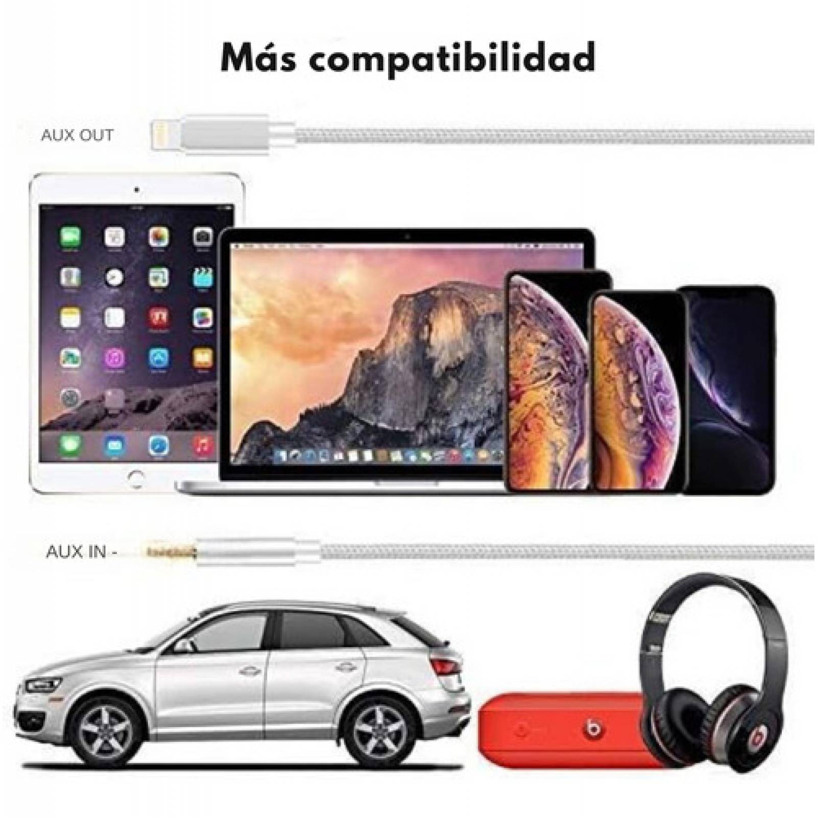 Cable Auxiliar De Audio Para iPhone Lightning A Jack 3.5mm