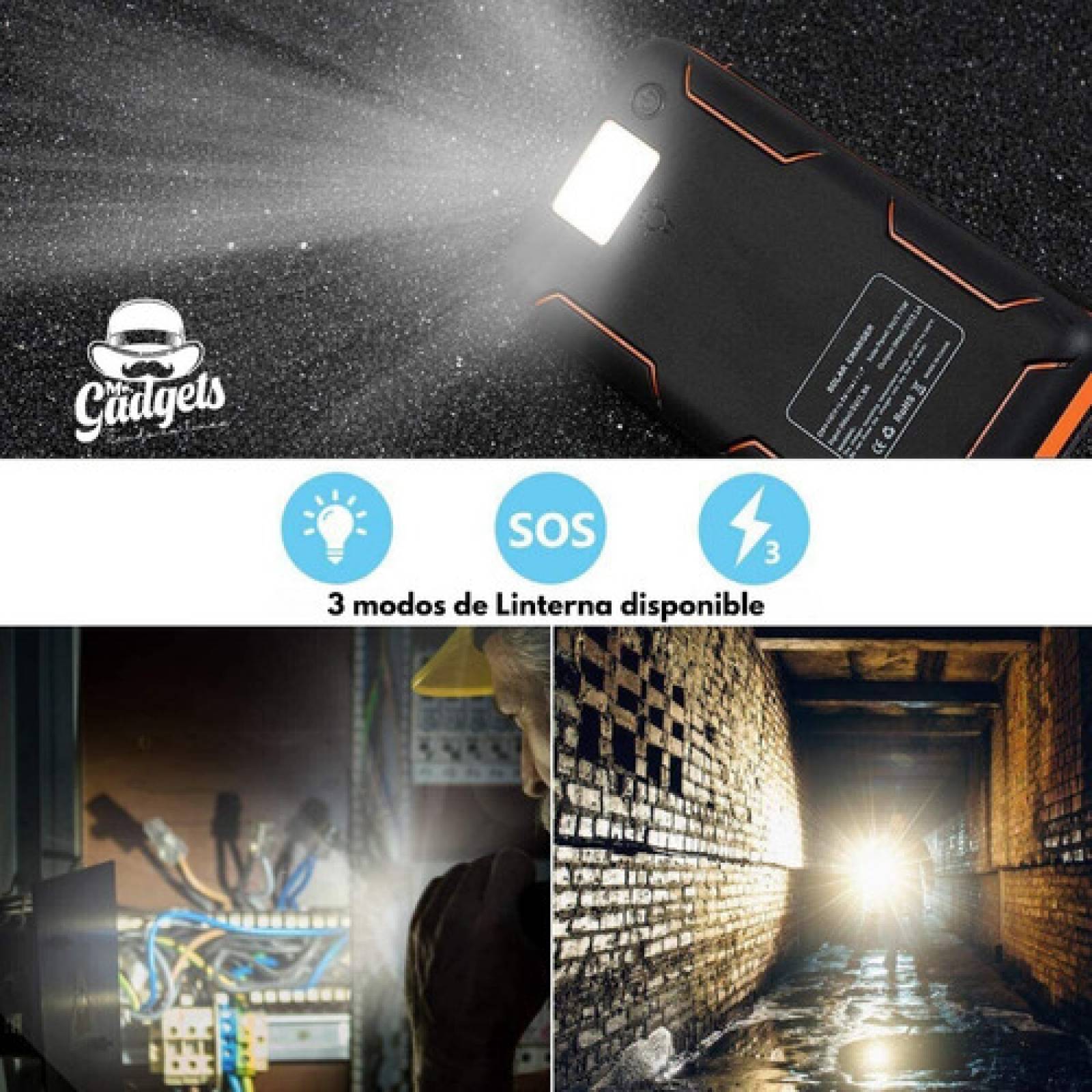 Powerbank Solar Bateria Portatil 20,000mah 4 Páneles Solares