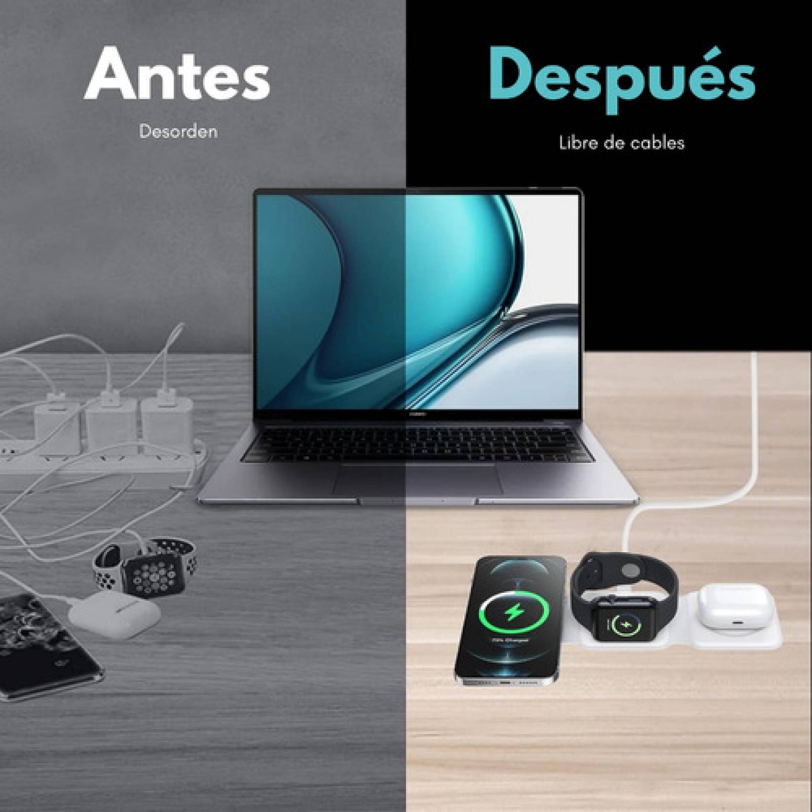 Cargador Portátil 3 En 1 Inalámbrico Compatible Con Magsafe