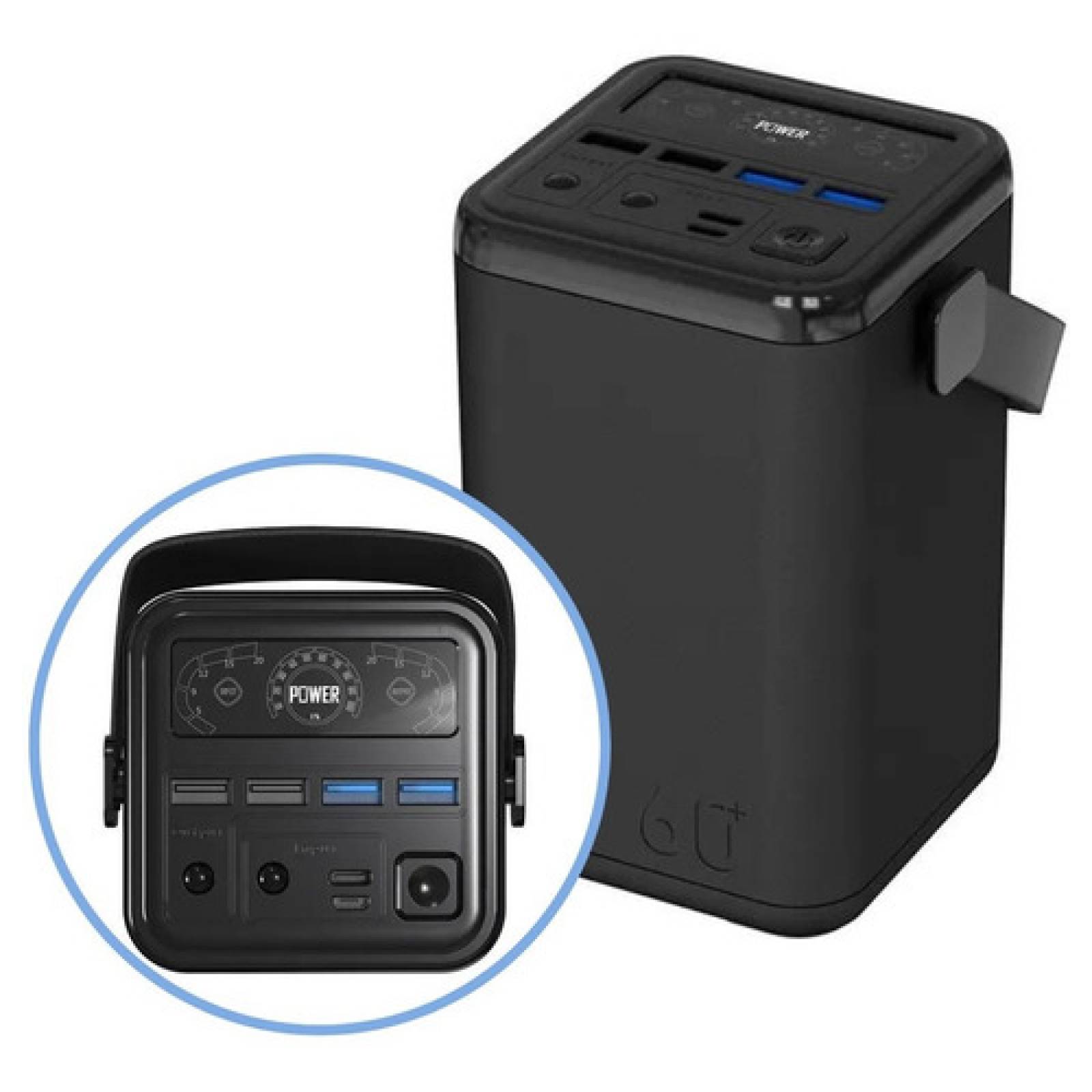 Power Bank de 60,000 mAh, USB-C, USB-A, Banco de Carga Portátil de 65W Multipuertos, Batería Compacta Recargable de 5 Puertos, Caja de Energía Externa, Carga Rápida