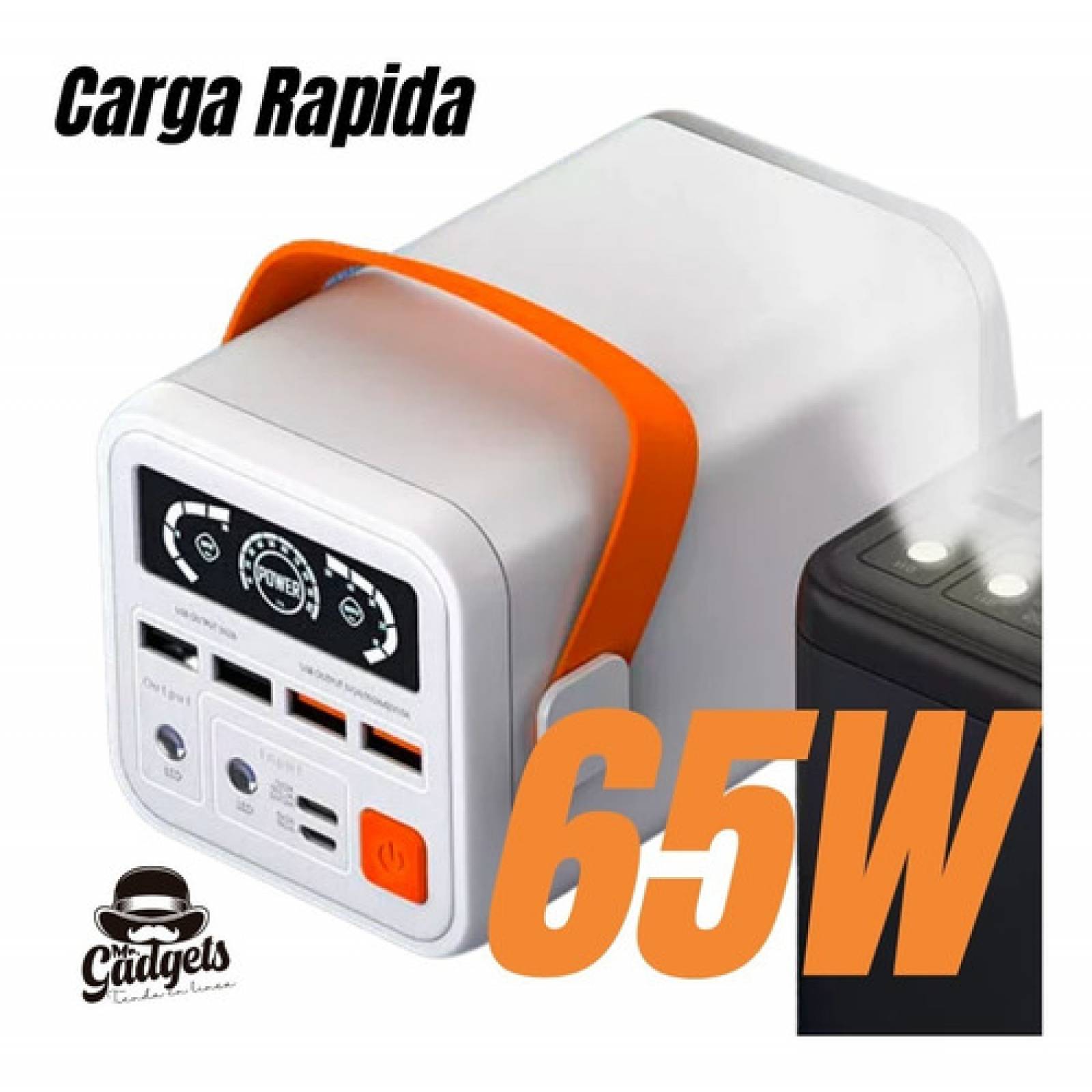 Power Bank de 60,000 mAh, USB-C, USB-A, Banco de Carga Portátil de 65W Multipuertos, Batería Compacta Recargable de 5 Puertos, Caja de Energía Externa, Carga Rápida