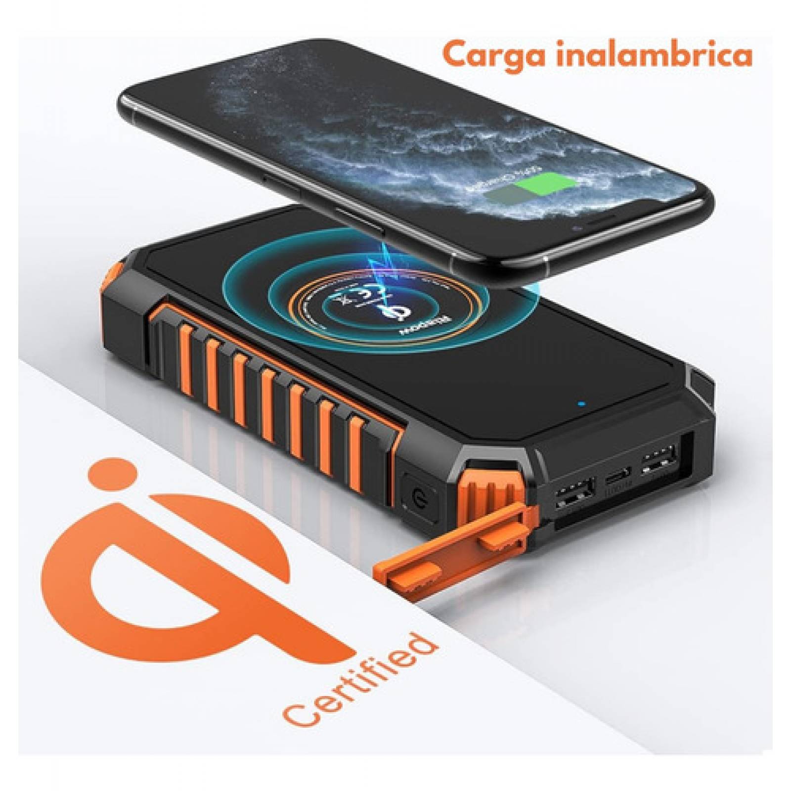 Power Bank Solar 20000mah Batería Portátil Carga Inalambrica