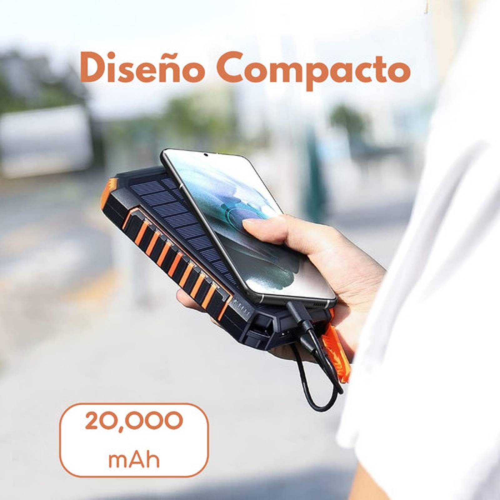 Power Bank Solar 20000mah Batería Portátil Carga Inalambrica