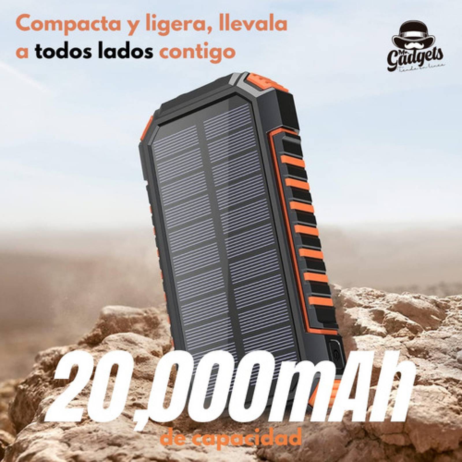Power Bank Solar 20000mah Batería Portátil Carga Inalambrica