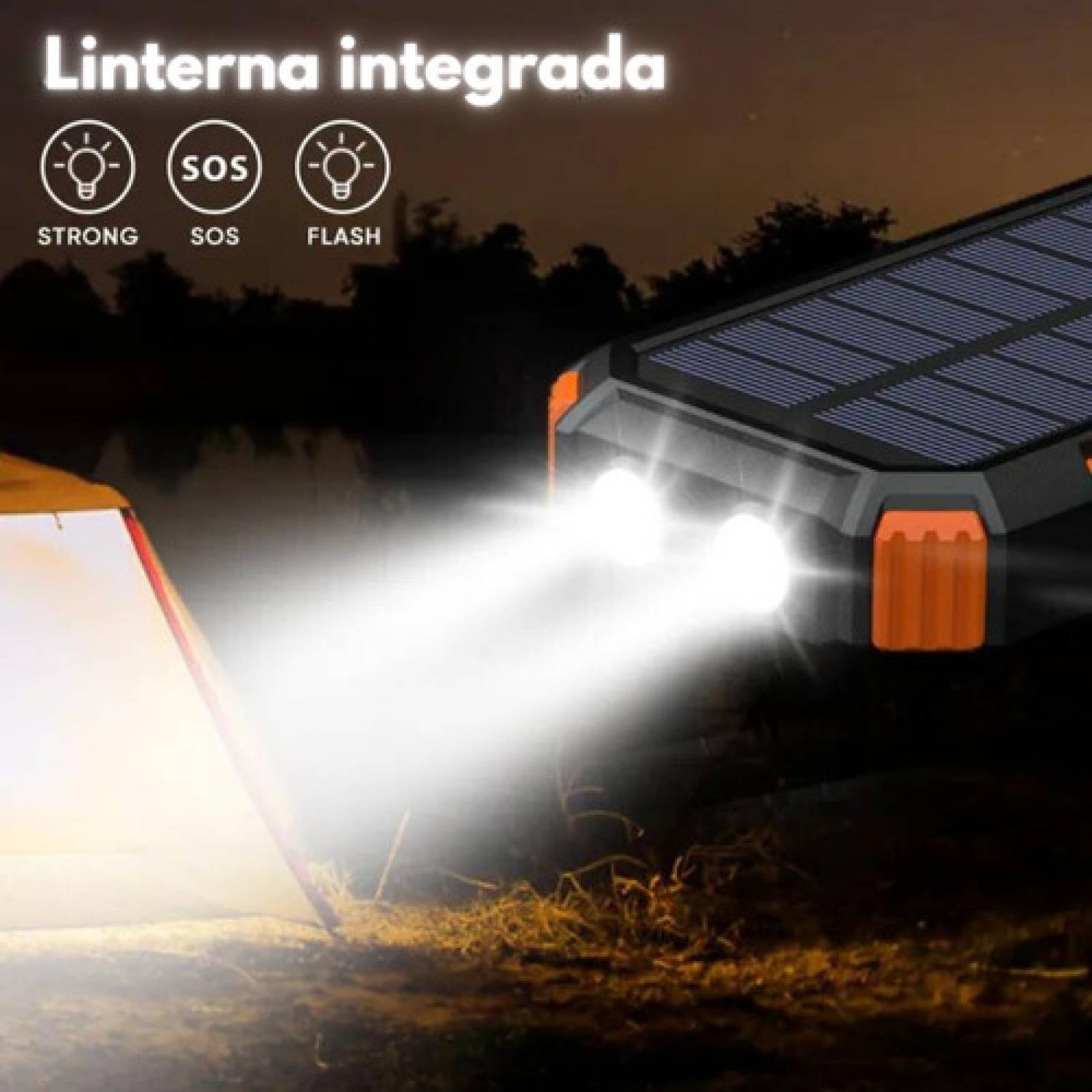 Power Bank Solar 20000mah Batería Portátil Carga Inalambrica