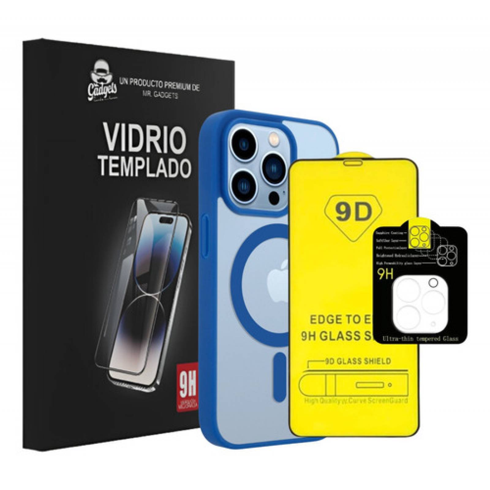 Kit Funda Color + Mica Pantalla Y Cámara Compatible Para iPhone Magsafe