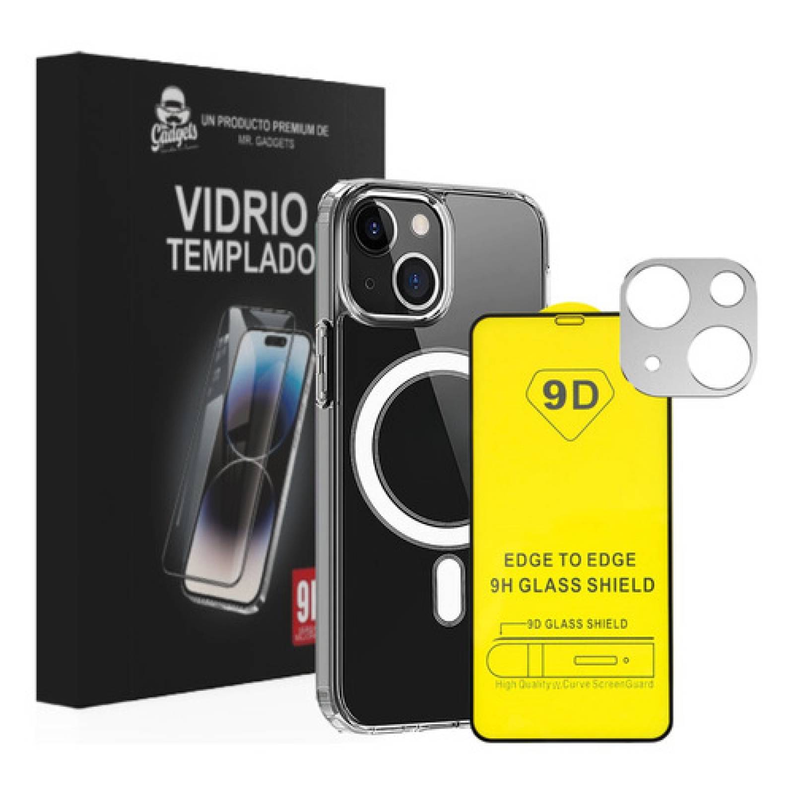 Kit Funda + Mica Pantalla + Mica Cámara Para iPhone Magsafe, Mica Vidrio Templado para Iphone+ Protector Transparente Magsafe Iphone