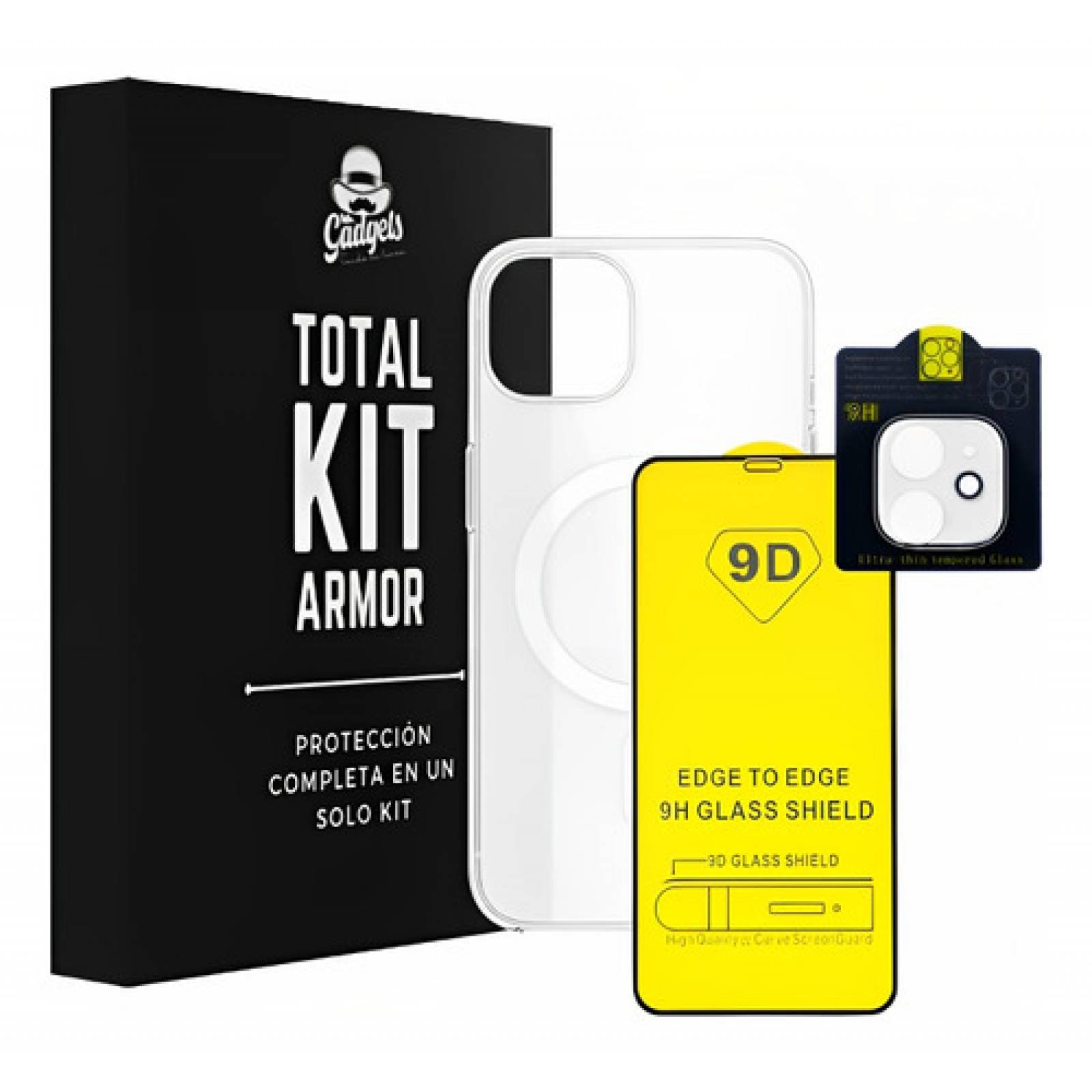 Kit Funda + Mica Pantalla + Mica Cámara Para iPhone Magsafe, Mica Vidrio Templado para Iphone+ Protector Transparente Magsafe Iphone