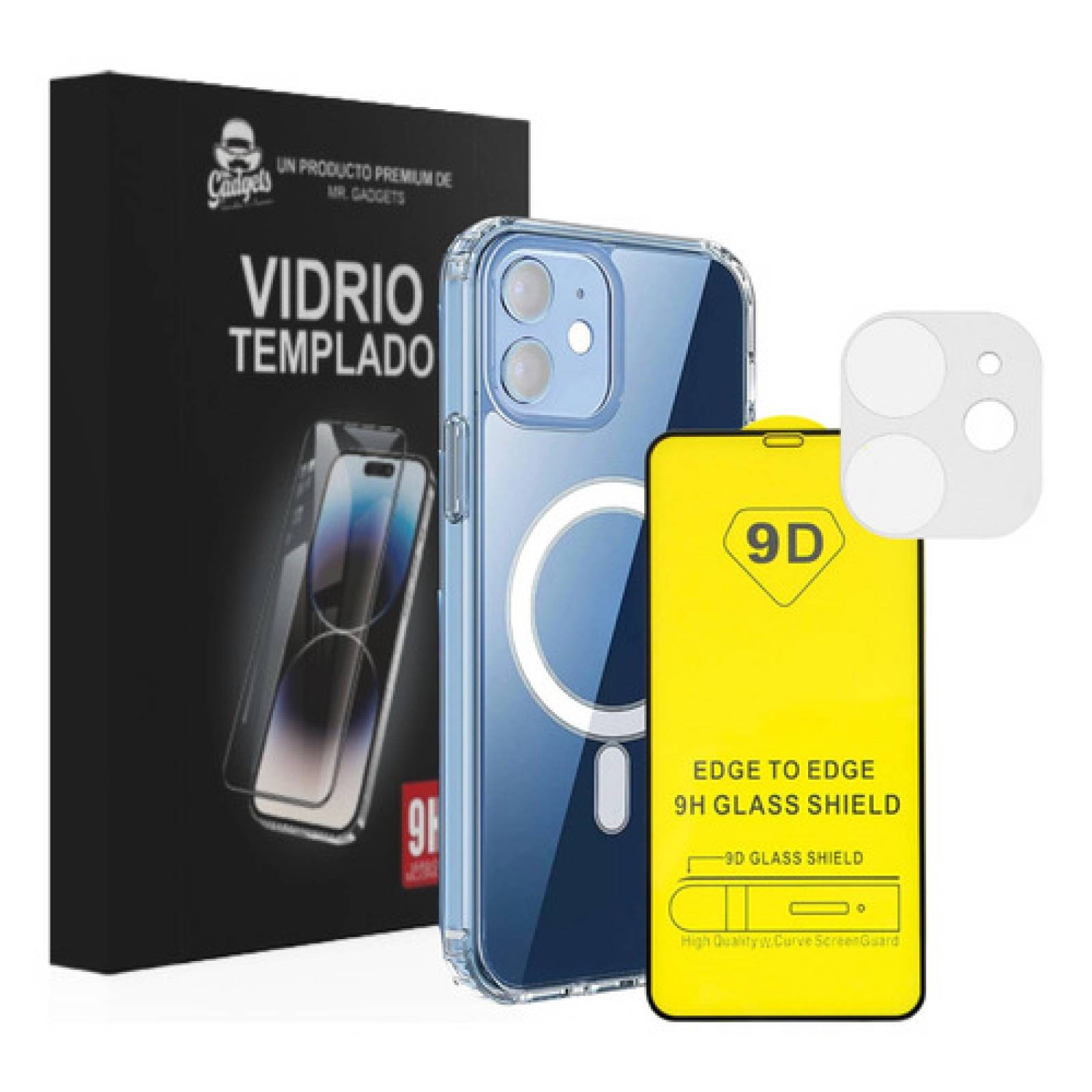 Kit Funda + Mica Pantalla + Mica Cámara Para iPhone Magsafe, Mica Vidrio Templado para Iphone+ Protector Transparente Magsafe Iphone