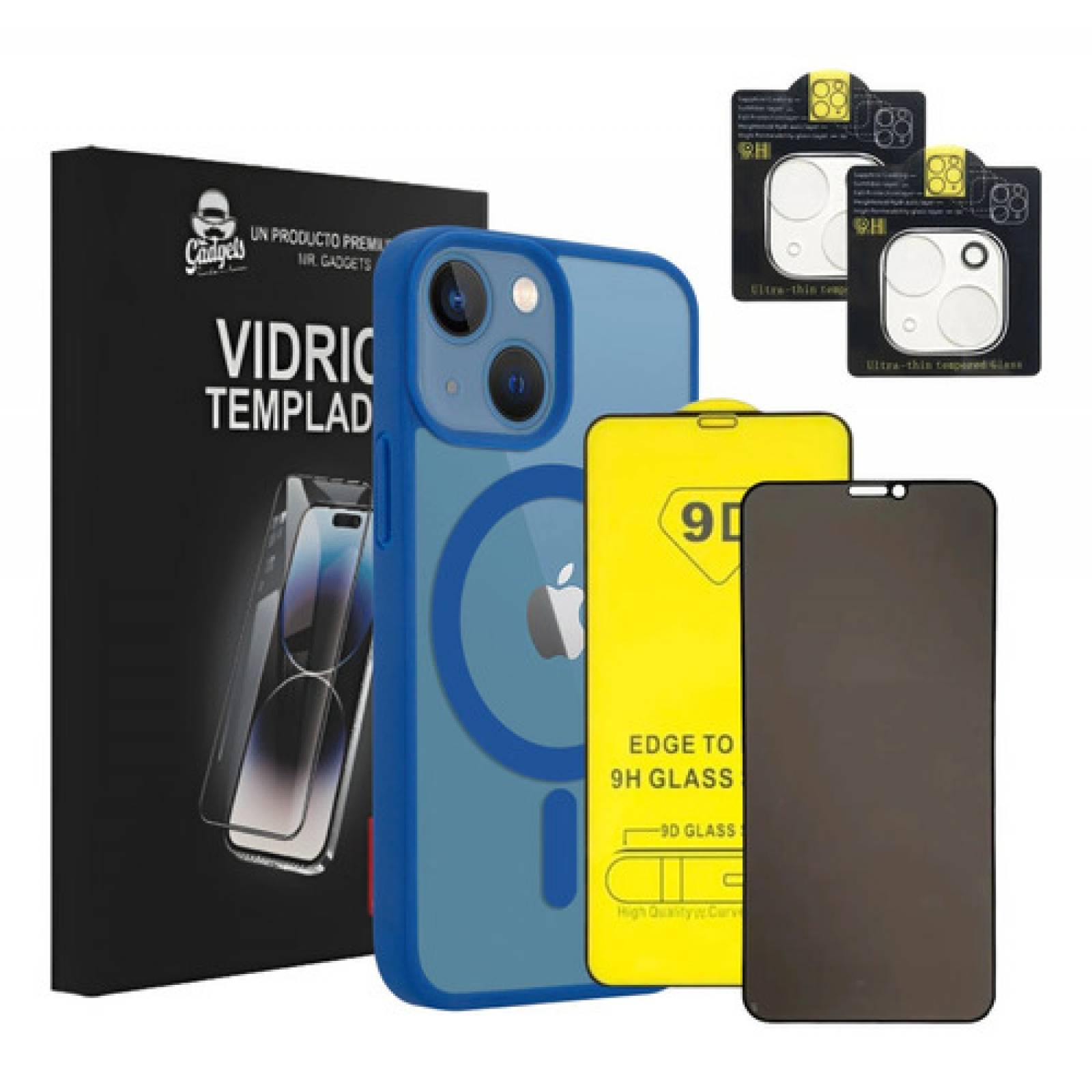 Kit Funda Micas Privacidad + 9d + Cámara Para iPhone Magsafe