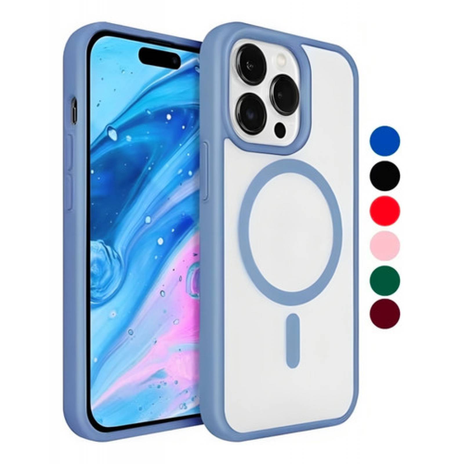 Funda Case Transparente Clear De Colores compatible Para iPhone Magsafe