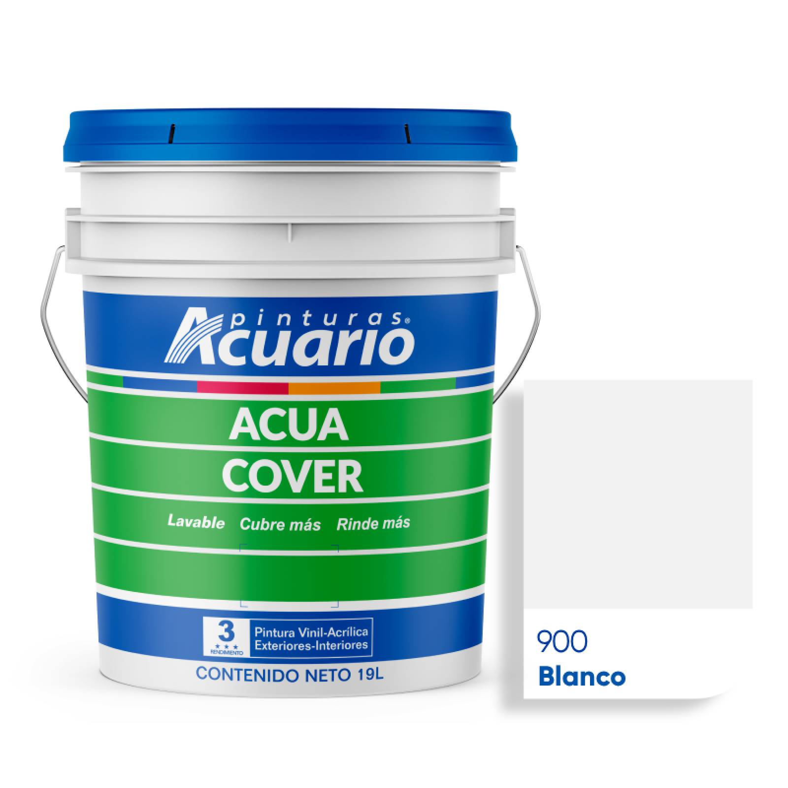Pintura Vinílica Lavable Acuario Acua Cover 3 Años 19 Litros Blanco