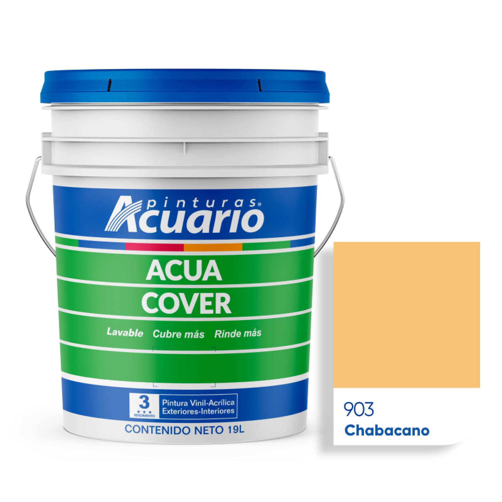 Pintura Vinílica Lavable Acuario Acua Cover 3 Años 19 Litros Chabacano