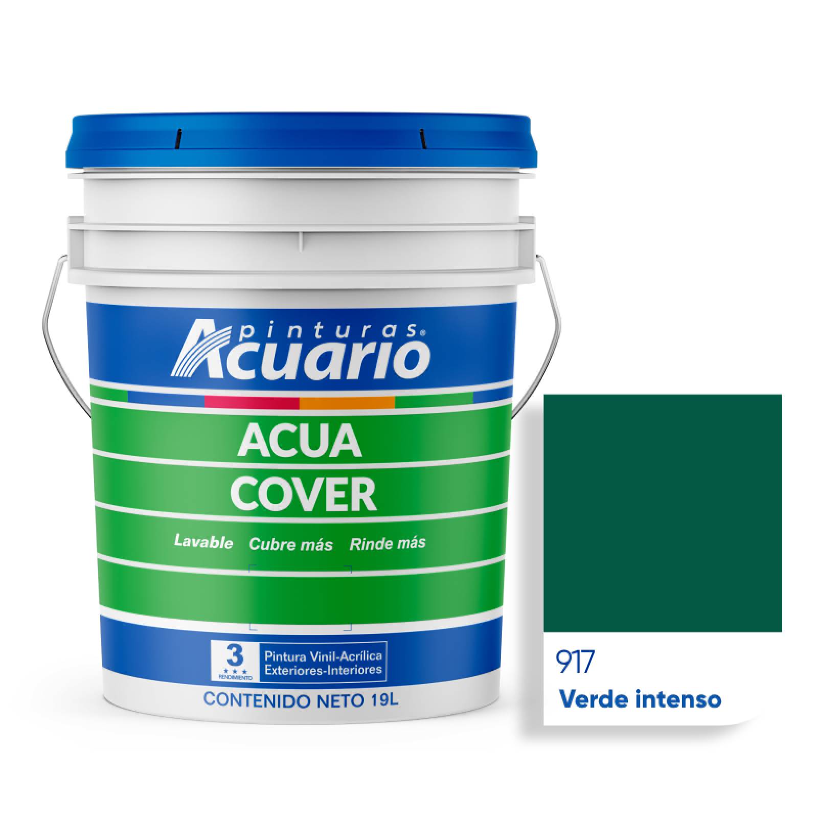 Pintura Vinílica Lavable Acuario Acua Cover 3 Años 19 Litros Verde Intenso