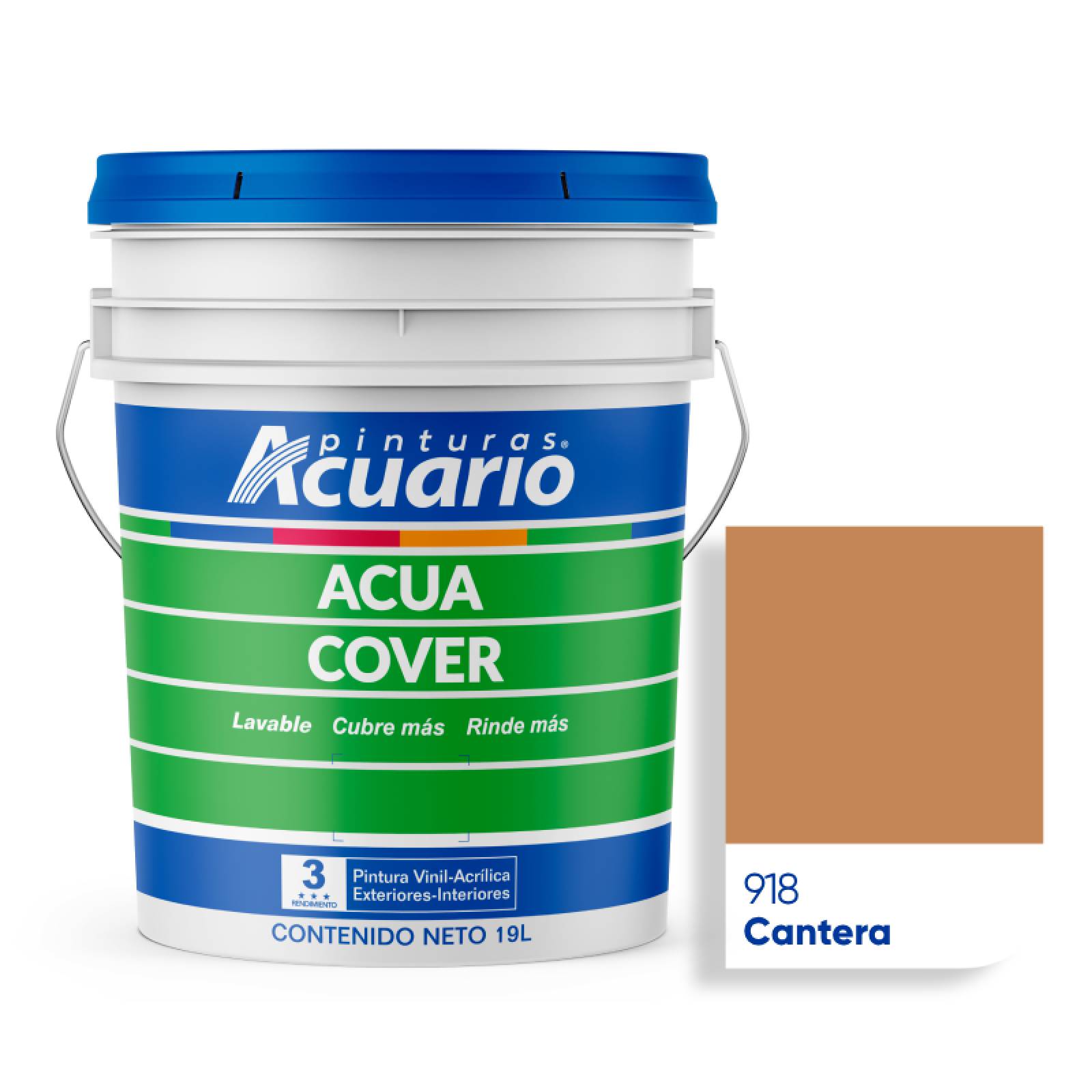 Pintura Vinílica Lavable Acuario Acua Cover 3 Años 19 Litros Cantera