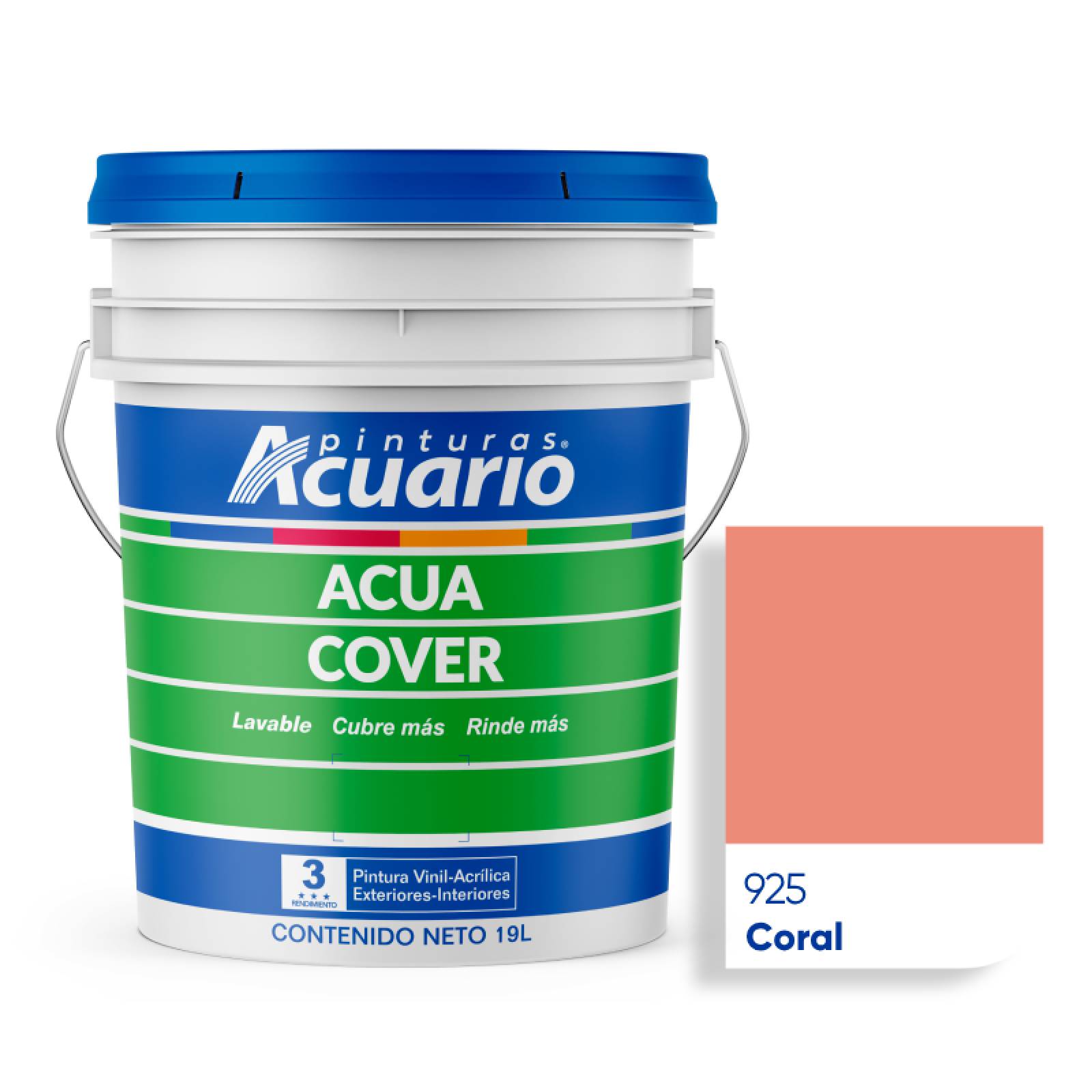 Pintura Vinílica Lavable Acuario Acua Cover 3 Años 19 Litros Coral