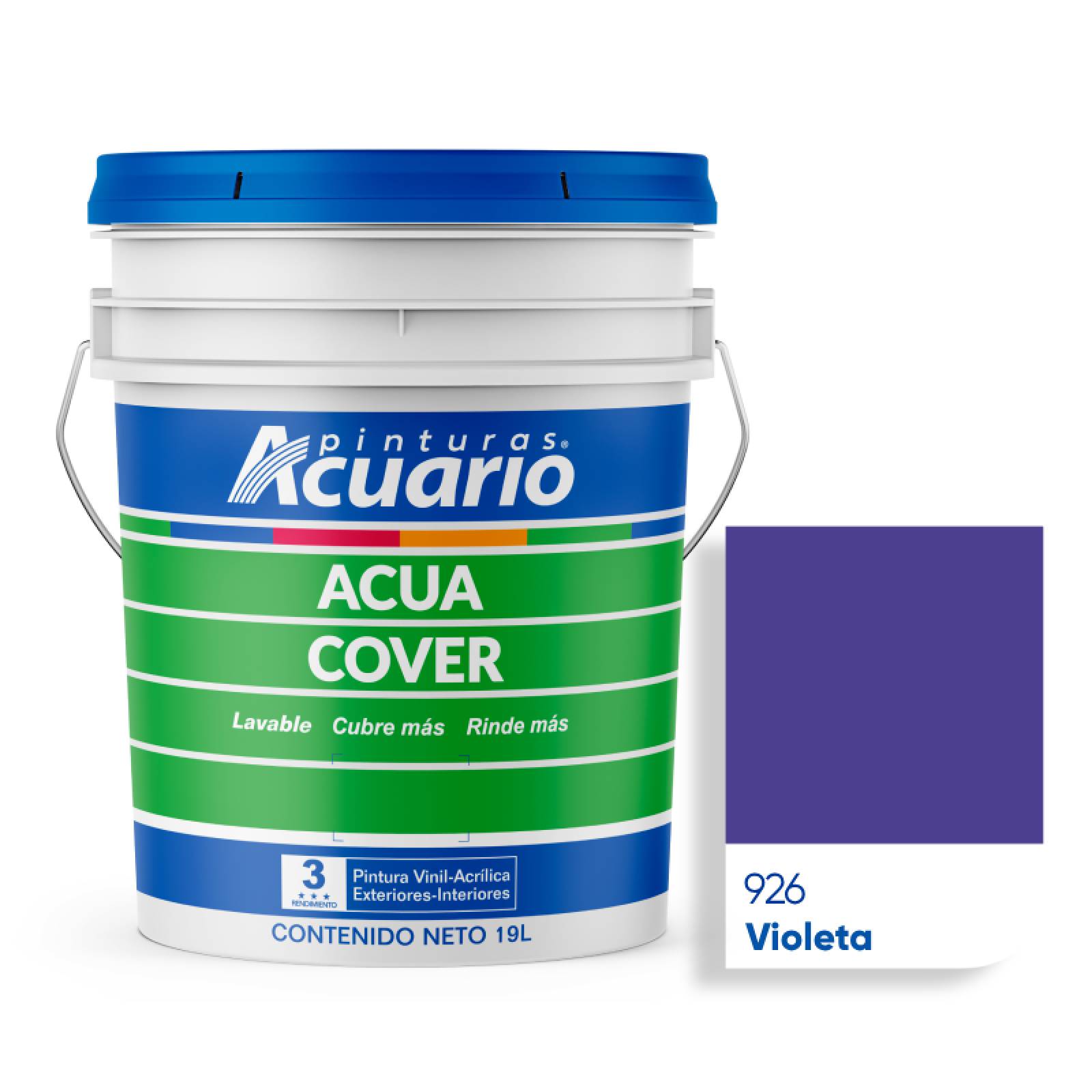 Pintura Vinílica Lavable Acuario Acua Cover 3 Años 19 Litros Violeta