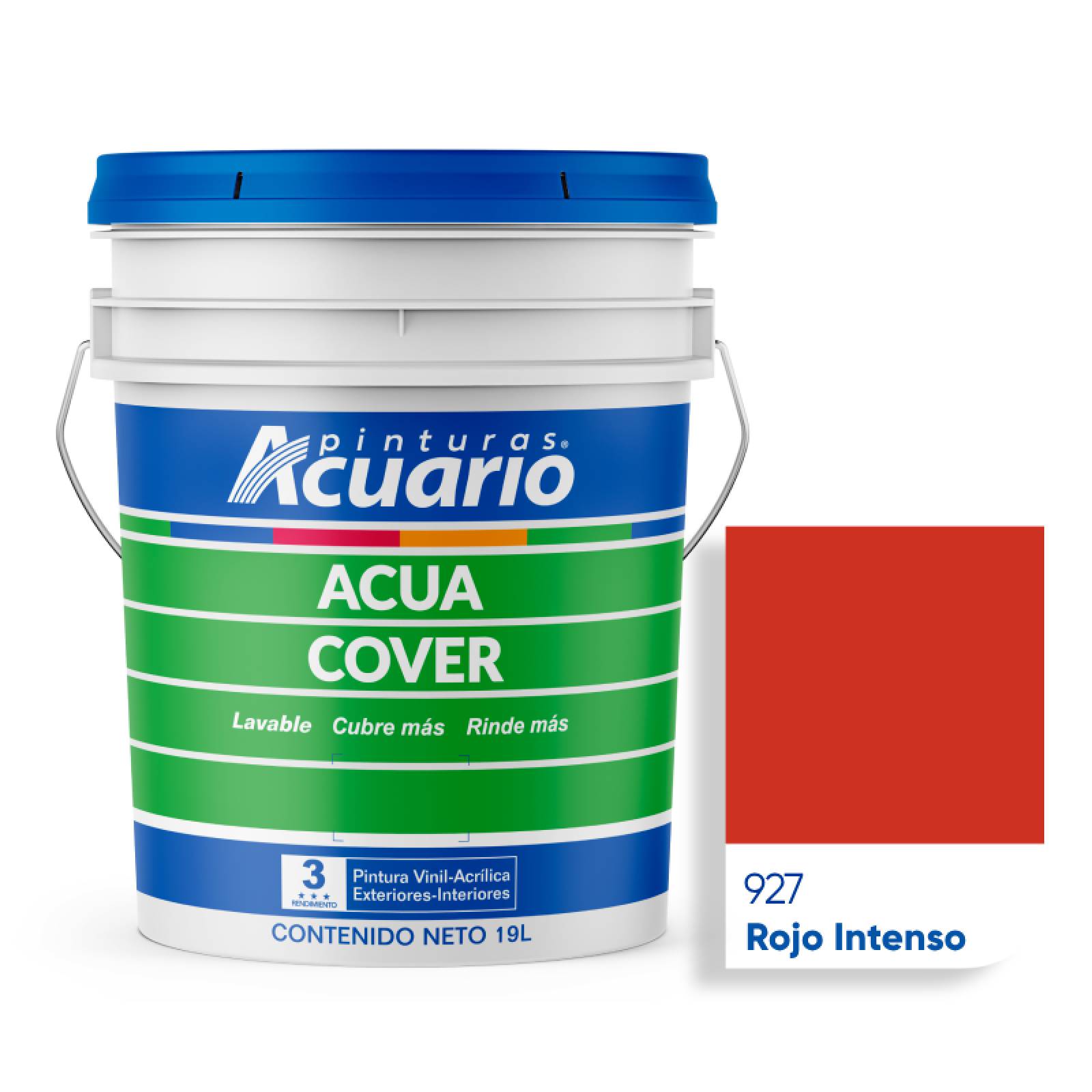 Pintura Vinílica Lavable Acuario Acua Cover 3 Años 19 Litros Rojo Intenso