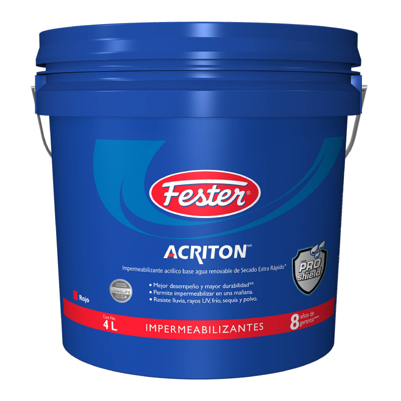 Impermeabilizante Acrílico De Secado Extra Rápido Fester Acriton 8 Años 4 Litros Blanco