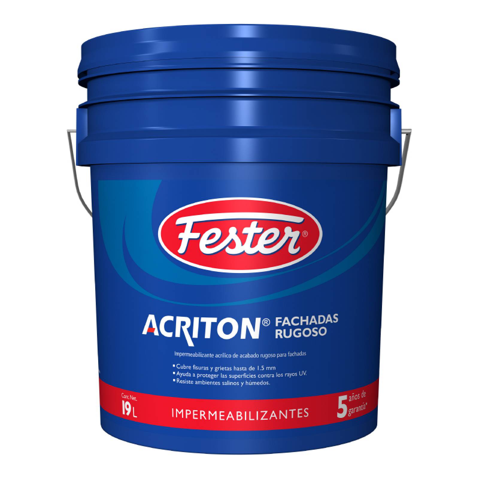 Impermeabilizante Acrílico Elastomérico Para Fachadas Fester Acriton Fachadas Rugoso 5 Años 19 Litros Blanco