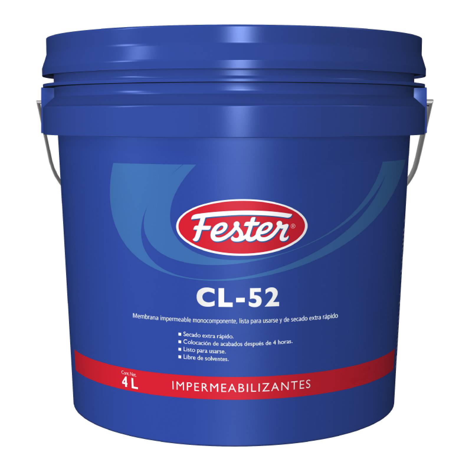 Membrana Impermeable Monocomponente Secado Extra Rápido Fester Cl-52 4 Litros Azul