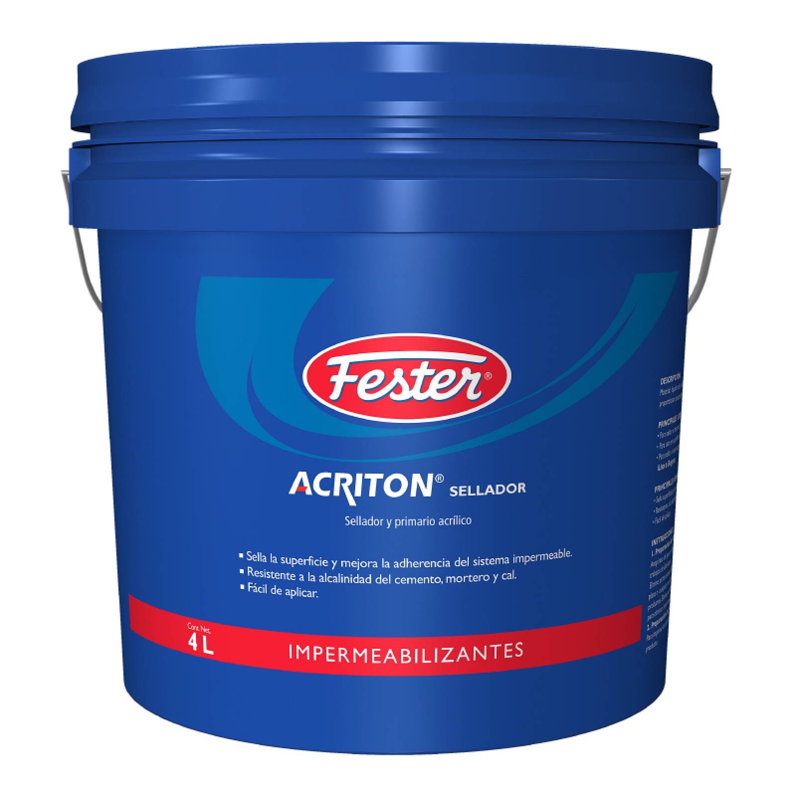 Sellador Y Primario Acrílico Fester Acriton Sellador 4 Litros Blanco