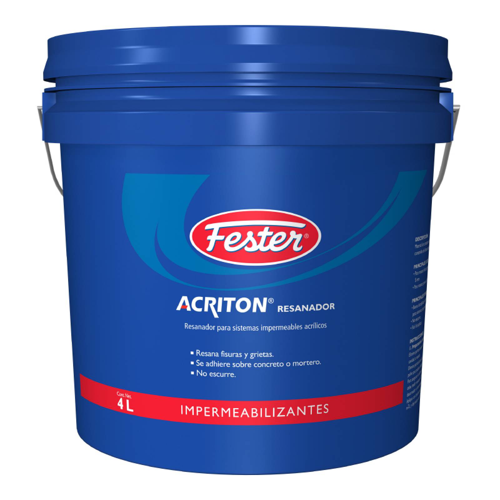 Resanador Para Fisuras Y Grietas Acrílicos Fester Acriton Resanador 4 Litros Blanco