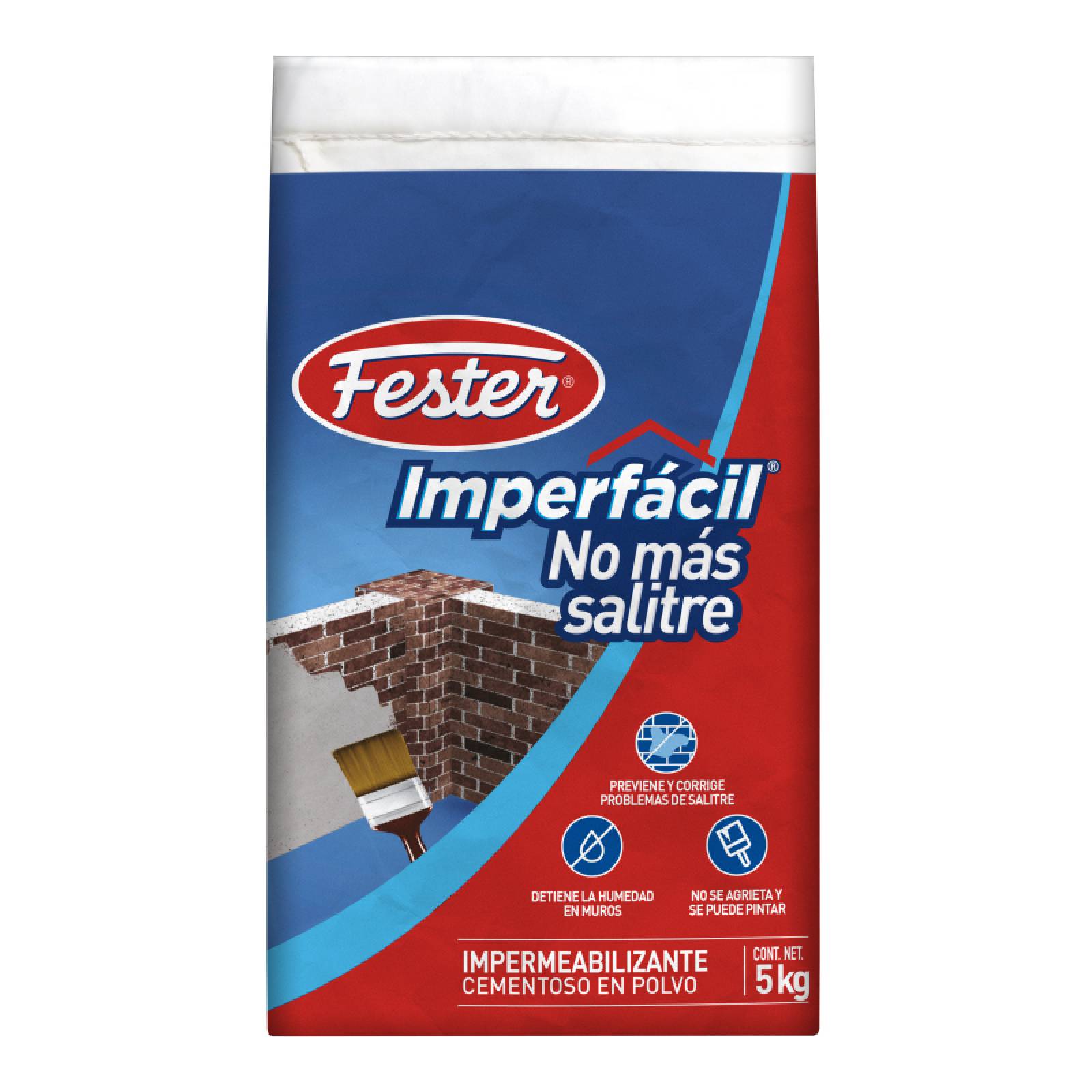 Impermeabilizante Cementoso  Protector Salitre Fester Imperfacil No Mas Salitre 5 Kilogramos Gris