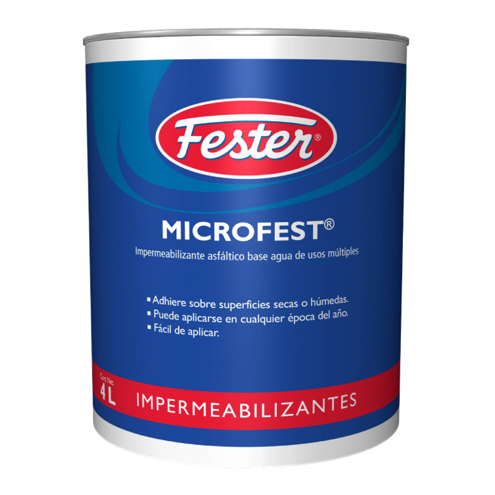 Impermeabilizante Asfáltico Emulsionado Base Agua De Usos Múltiples Fester Microfest 4 Litros Negro