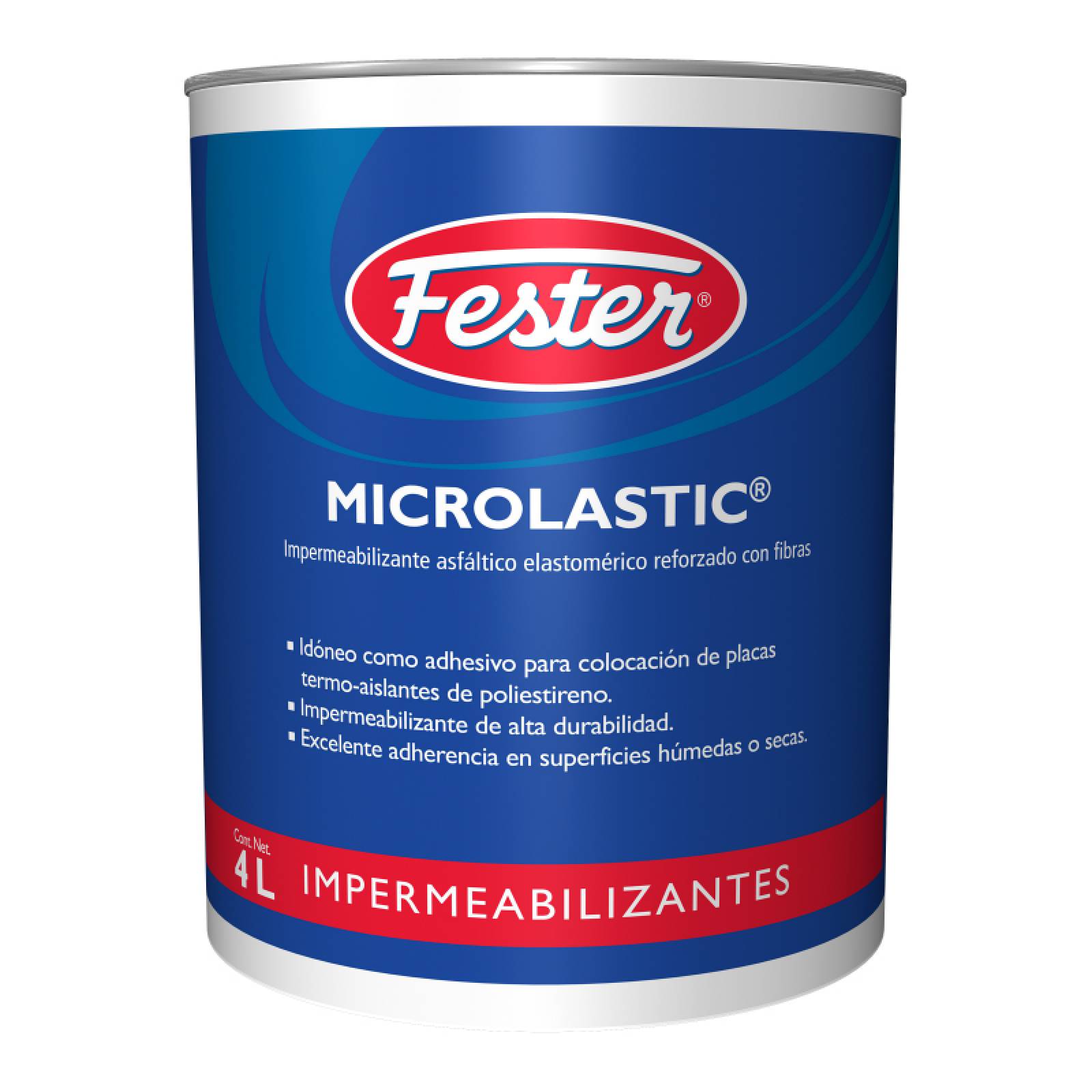 Impermeabilizante Asfáltico Elastomérico Reforzado Fibras Fester Microlastic 4 Litros Negro