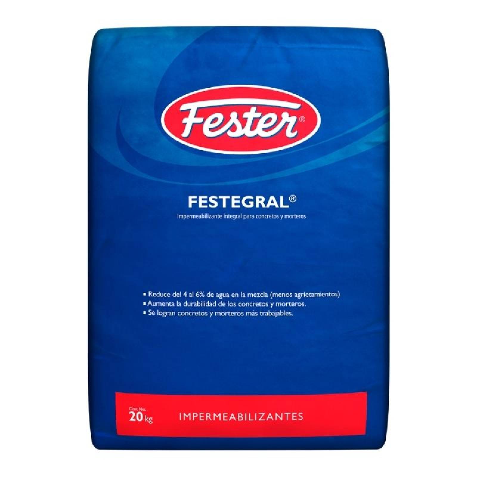 Impermeabilizante Integral Concreto Y Morteros Festegral 20 Kilogramos Gris