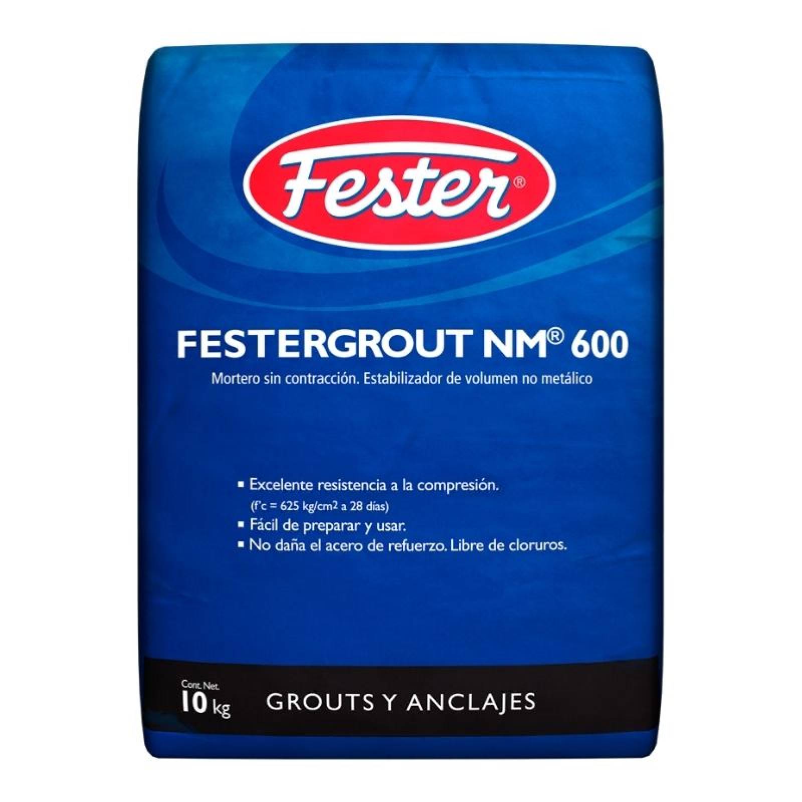 Mortero Sin Contracción Estabilizador De Volumen No Metálico Festergrout Nm 600 10 Kilogramos Gris