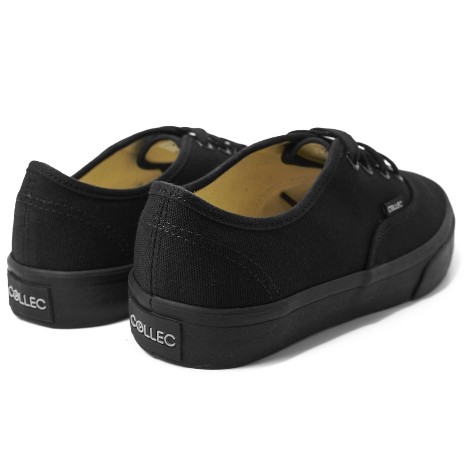 Tenis tipo vans clasicos todos negros collec de lona agujetas E-75354